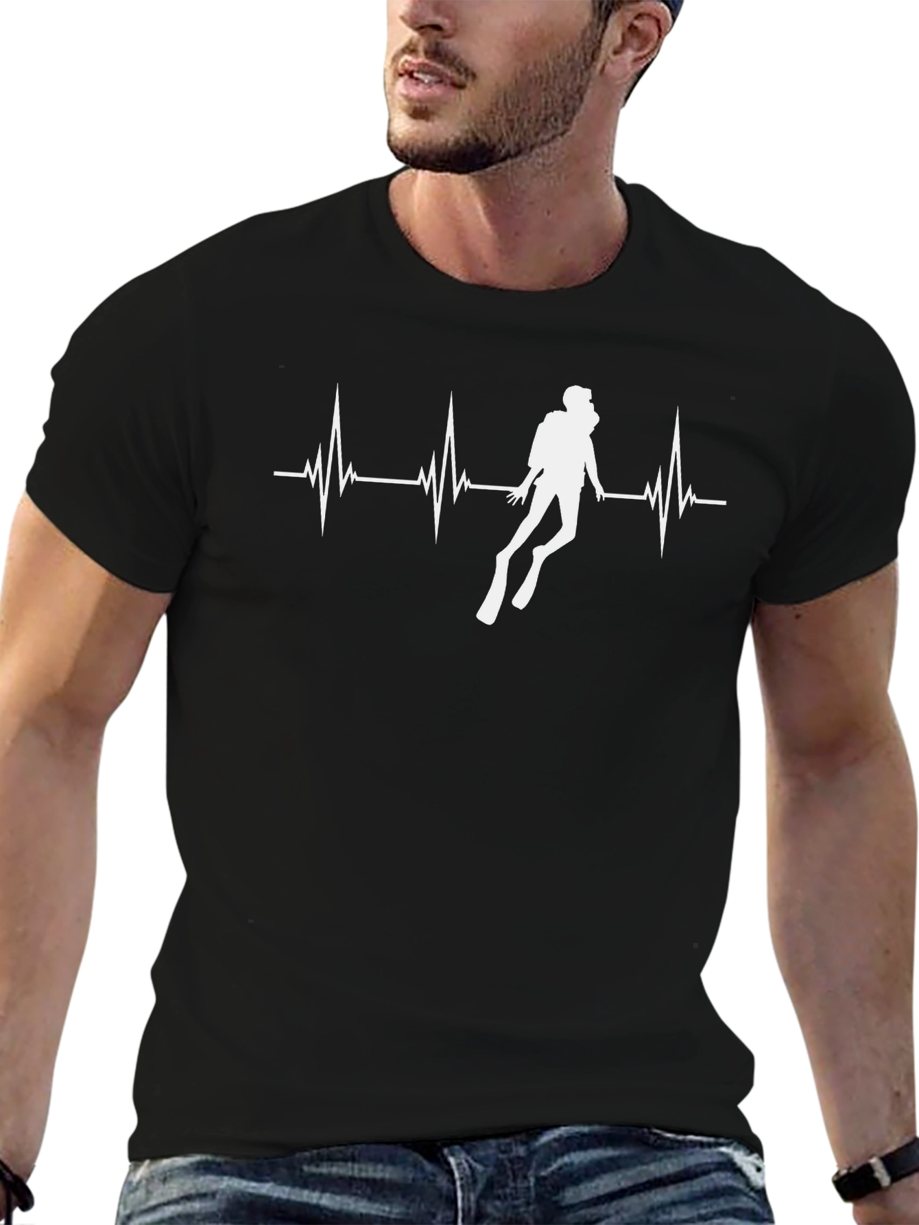 Diver Heartbeat Graphic Tee - Scuba Diving T-Shirt