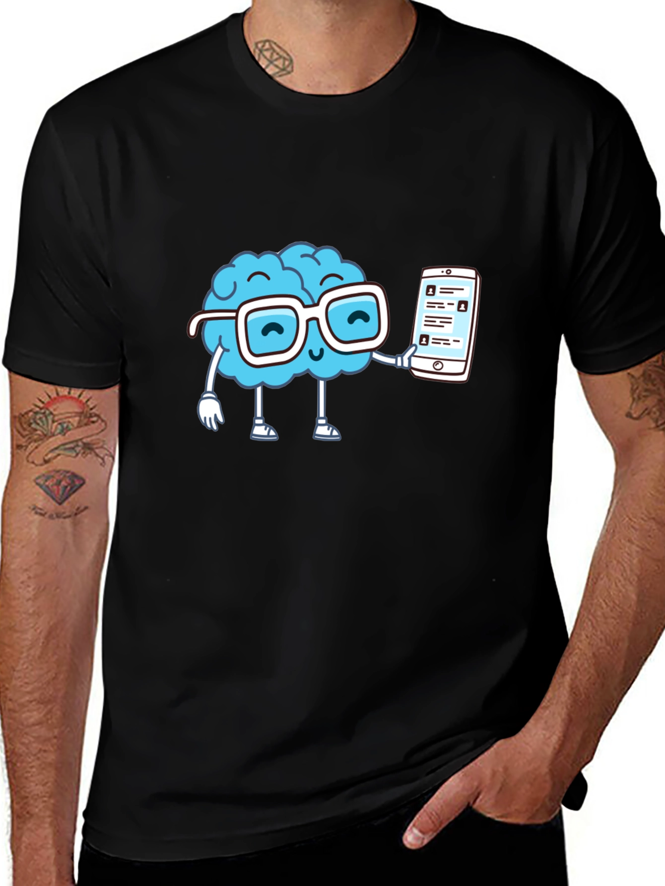 Brainy Smart Phone Graphic T-Shirt