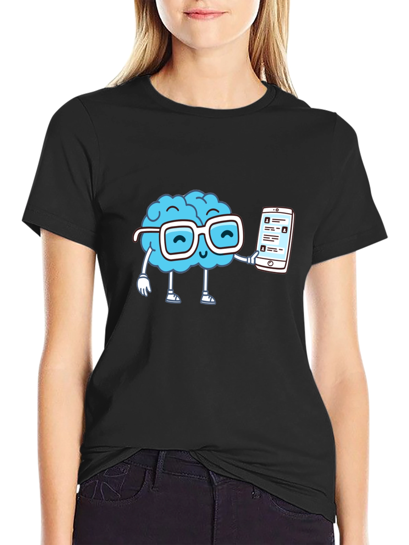 Brainy Smart Phone Graphic T-Shirt