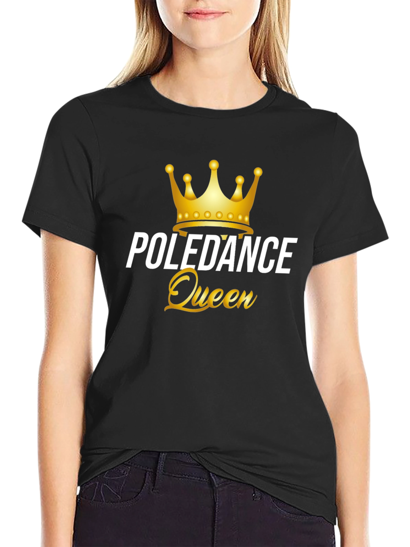 Poledance Queen Graphic Tee - Black Cotton T-Shirt