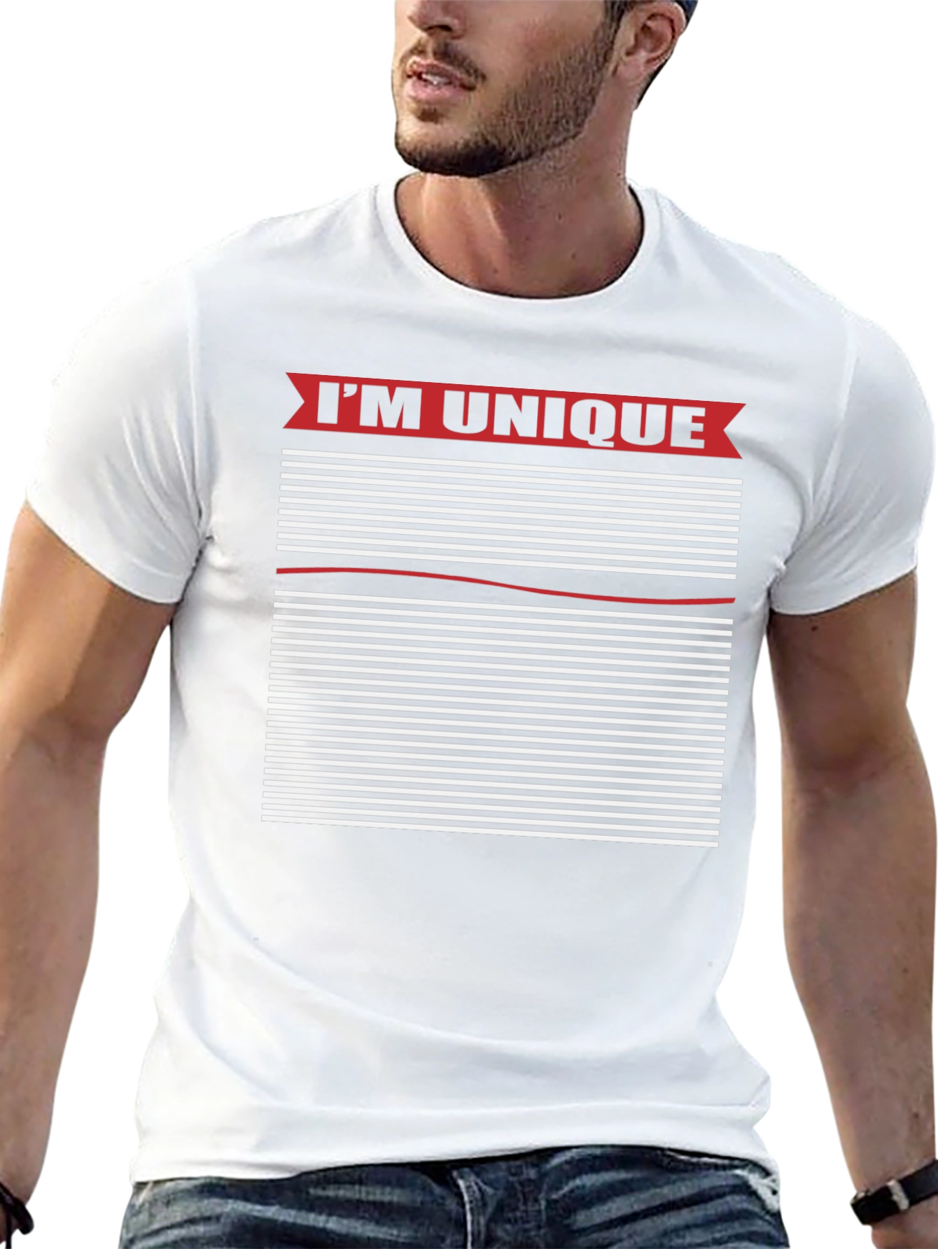 Unique Striped Graphic Tee - Black