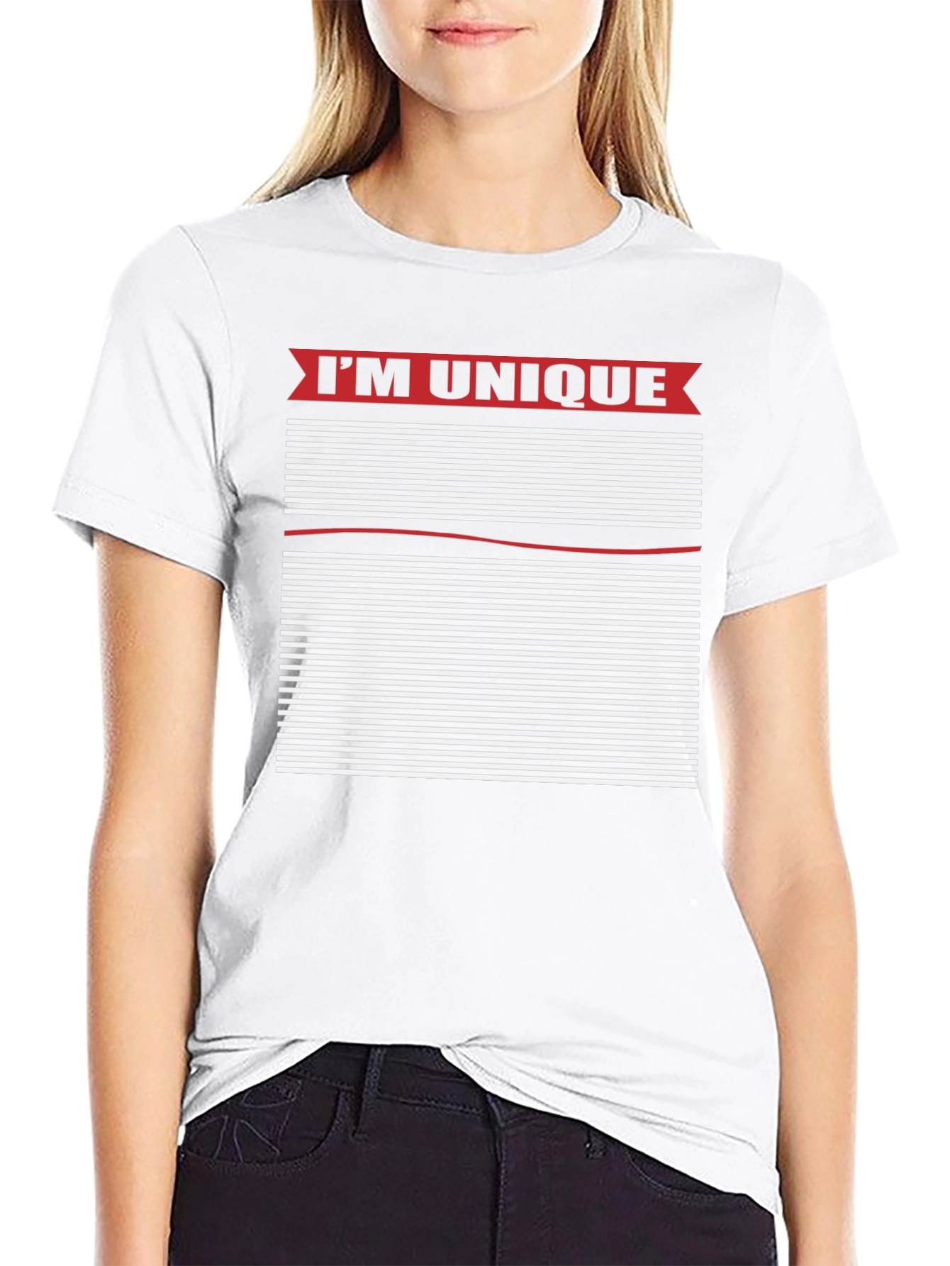 Unique Striped Graphic Tee - Black
