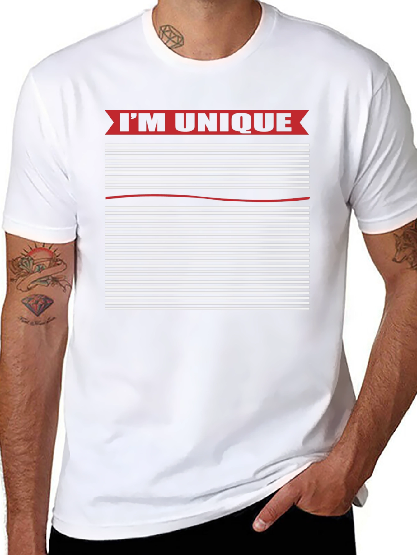 Unique Striped Graphic Tee - Black