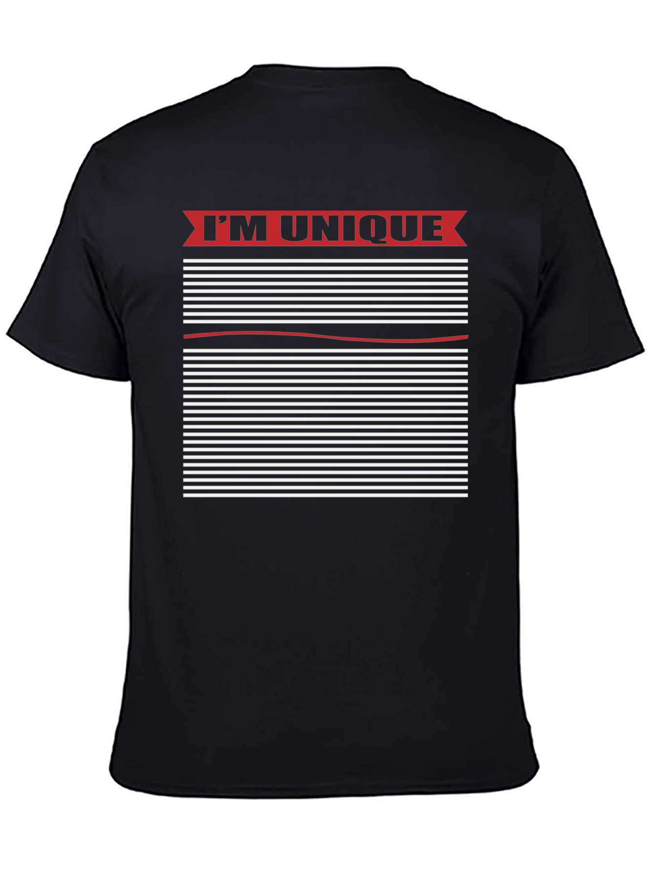 Unique Striped Graphic Tee - Black