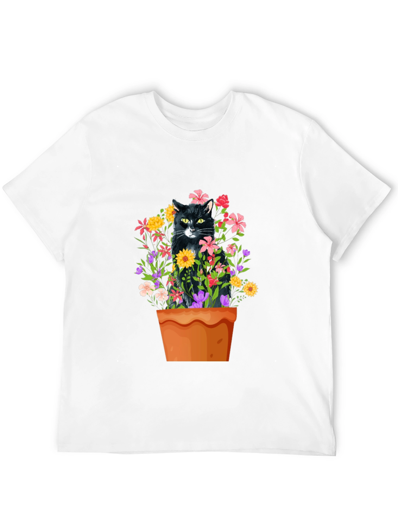Cat in Flowerpot Graphic Tee