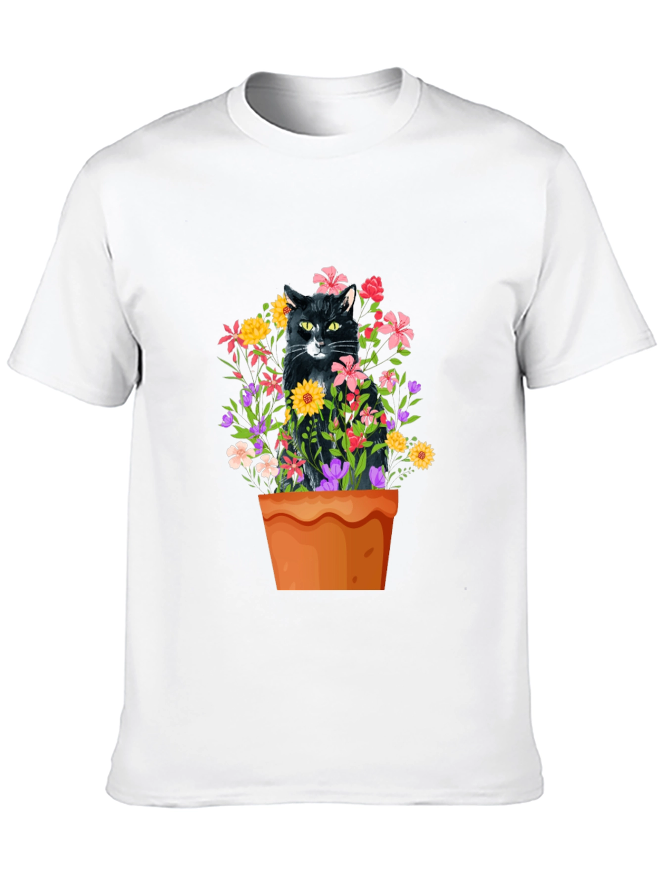 Cat in Flowerpot Graphic Tee