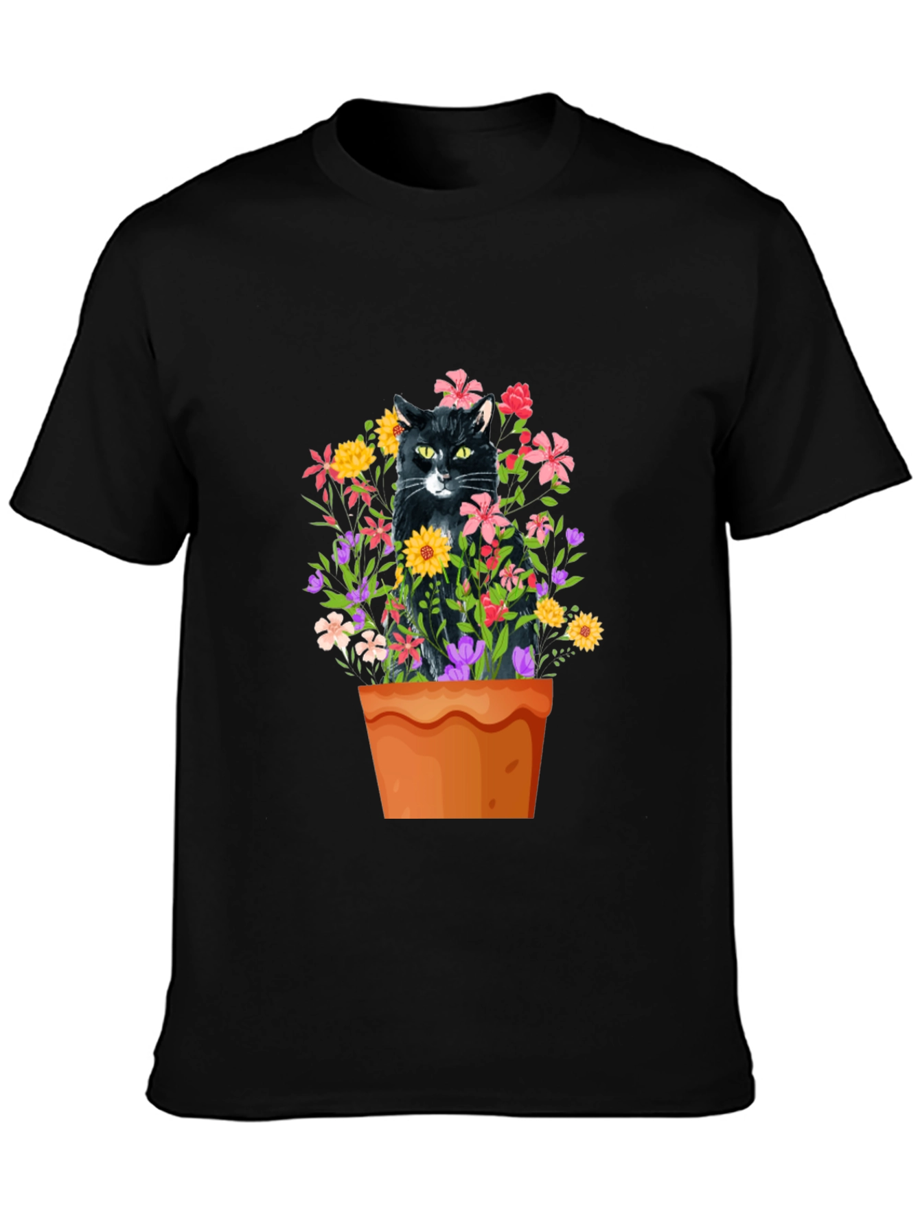 Cat in Flowerpot Graphic Tee