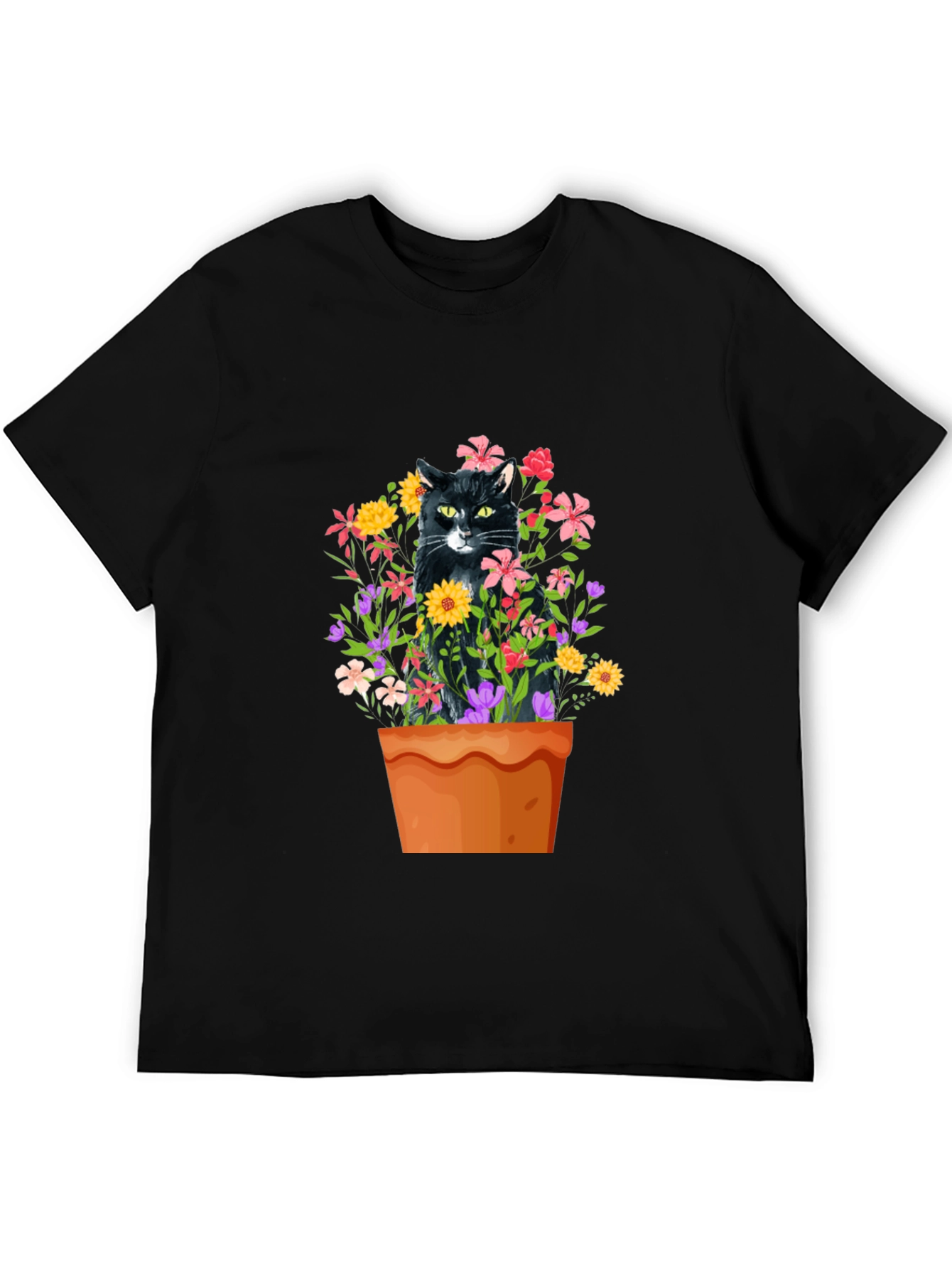 Cat in Flowerpot Graphic Tee
