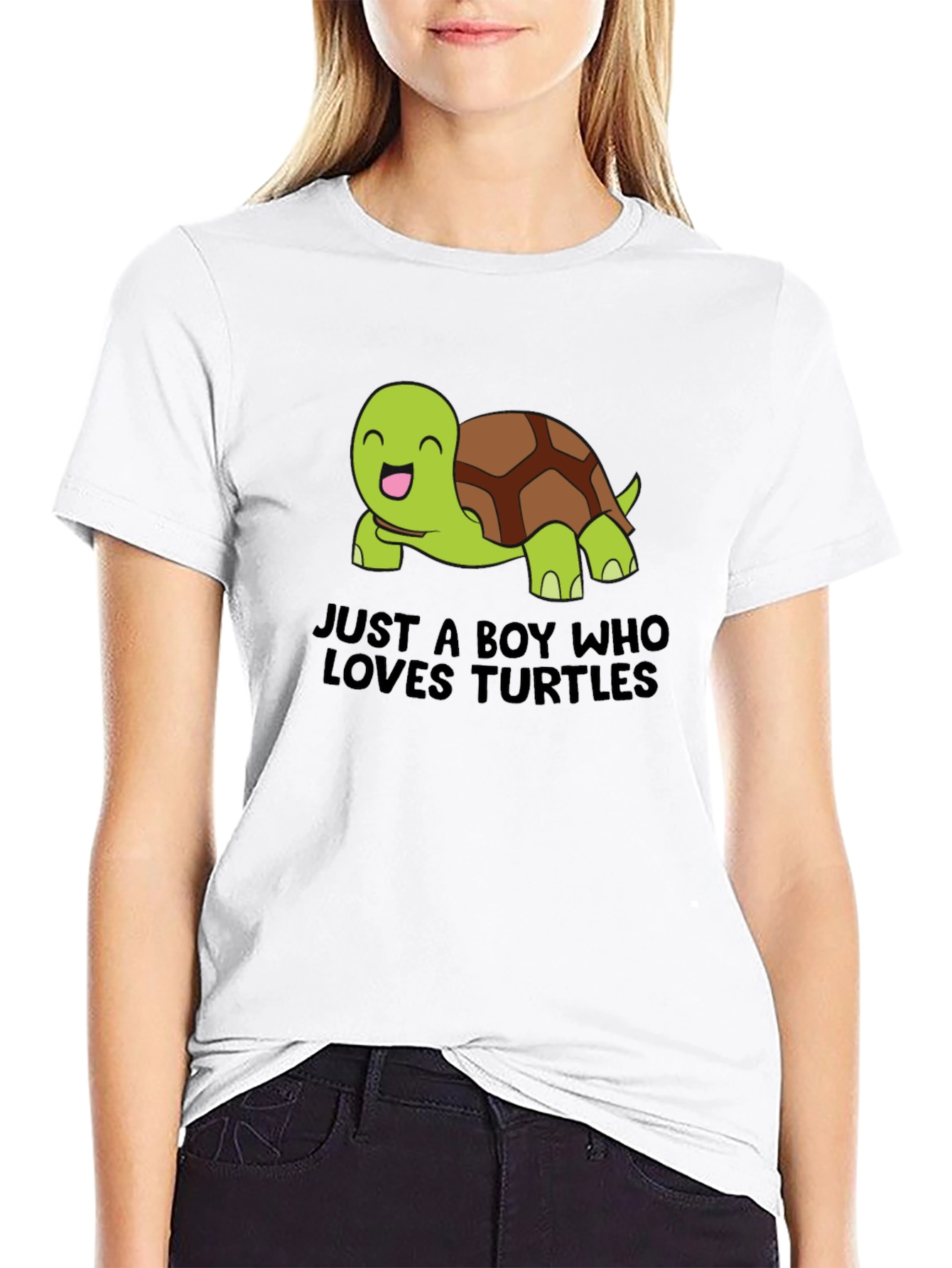 Boys Loves Turtles Graphic Tee - Black