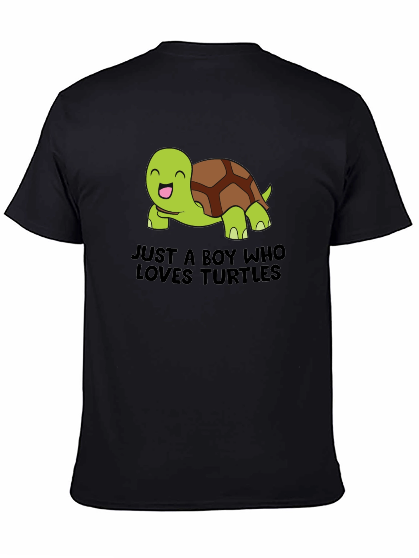 Boys Loves Turtles Graphic Tee - Black