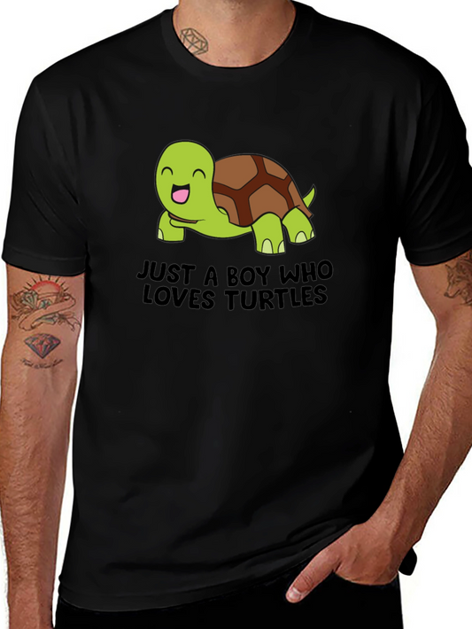 Boys Loves Turtles Graphic Tee - Black
