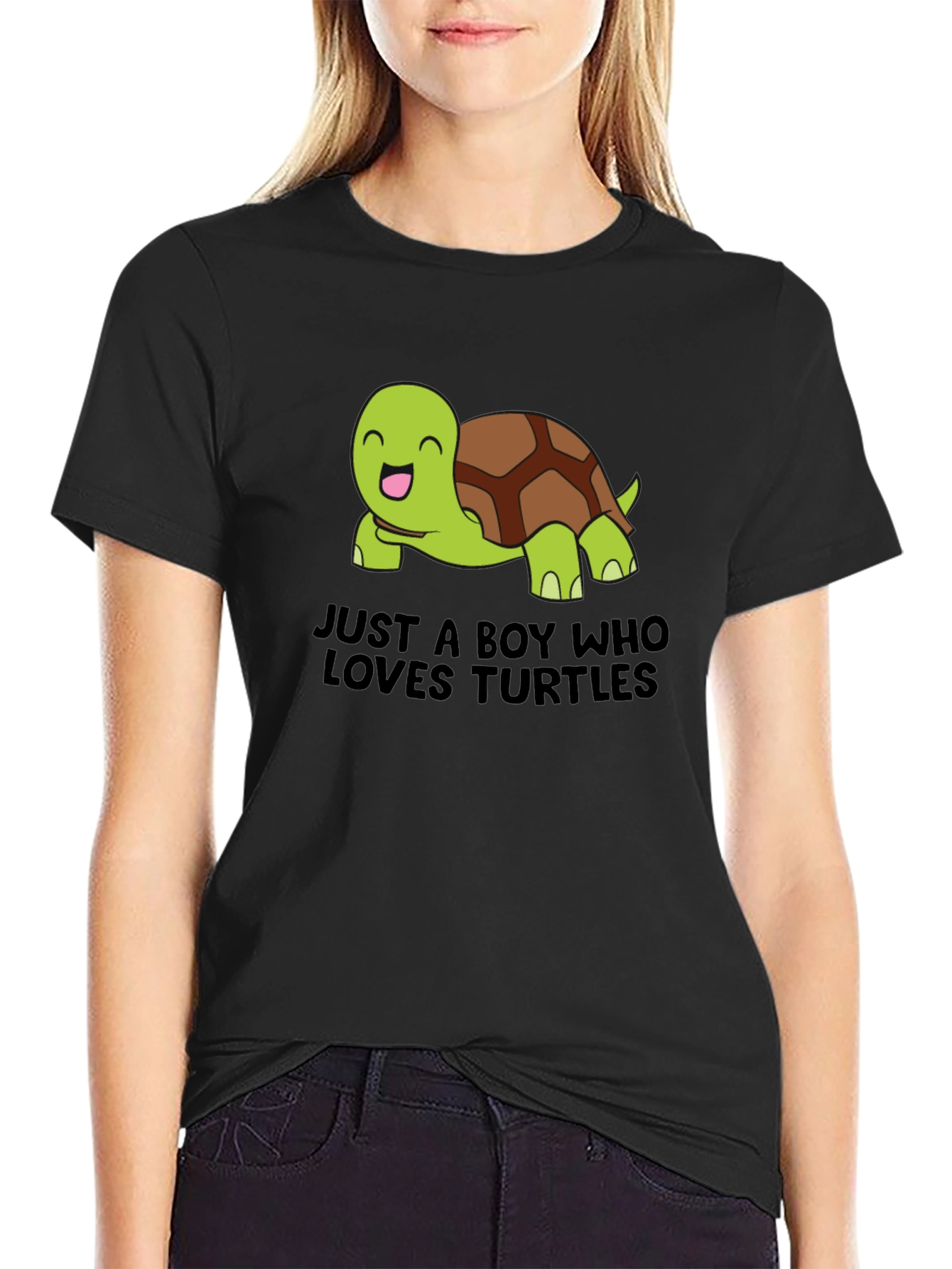 Boys Loves Turtles Graphic Tee - Black