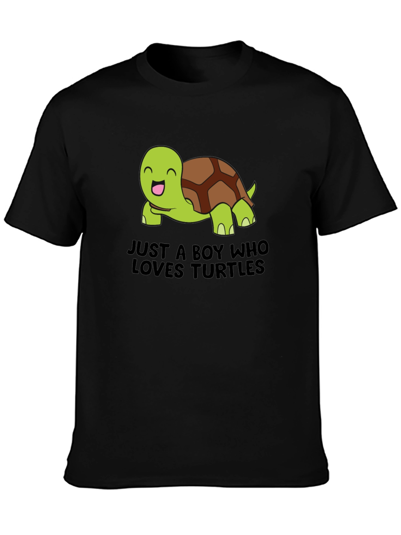 Boys Loves Turtles Graphic Tee - Black