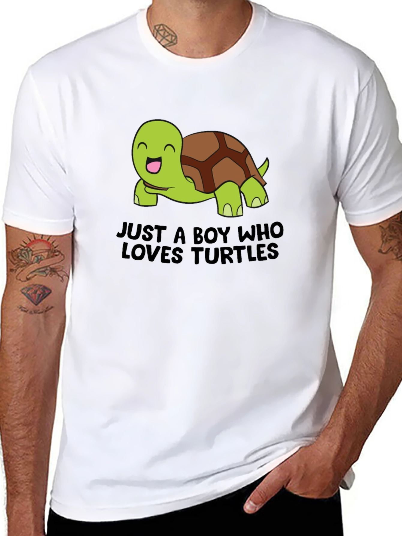 Boys Loves Turtles Graphic Tee - Black
