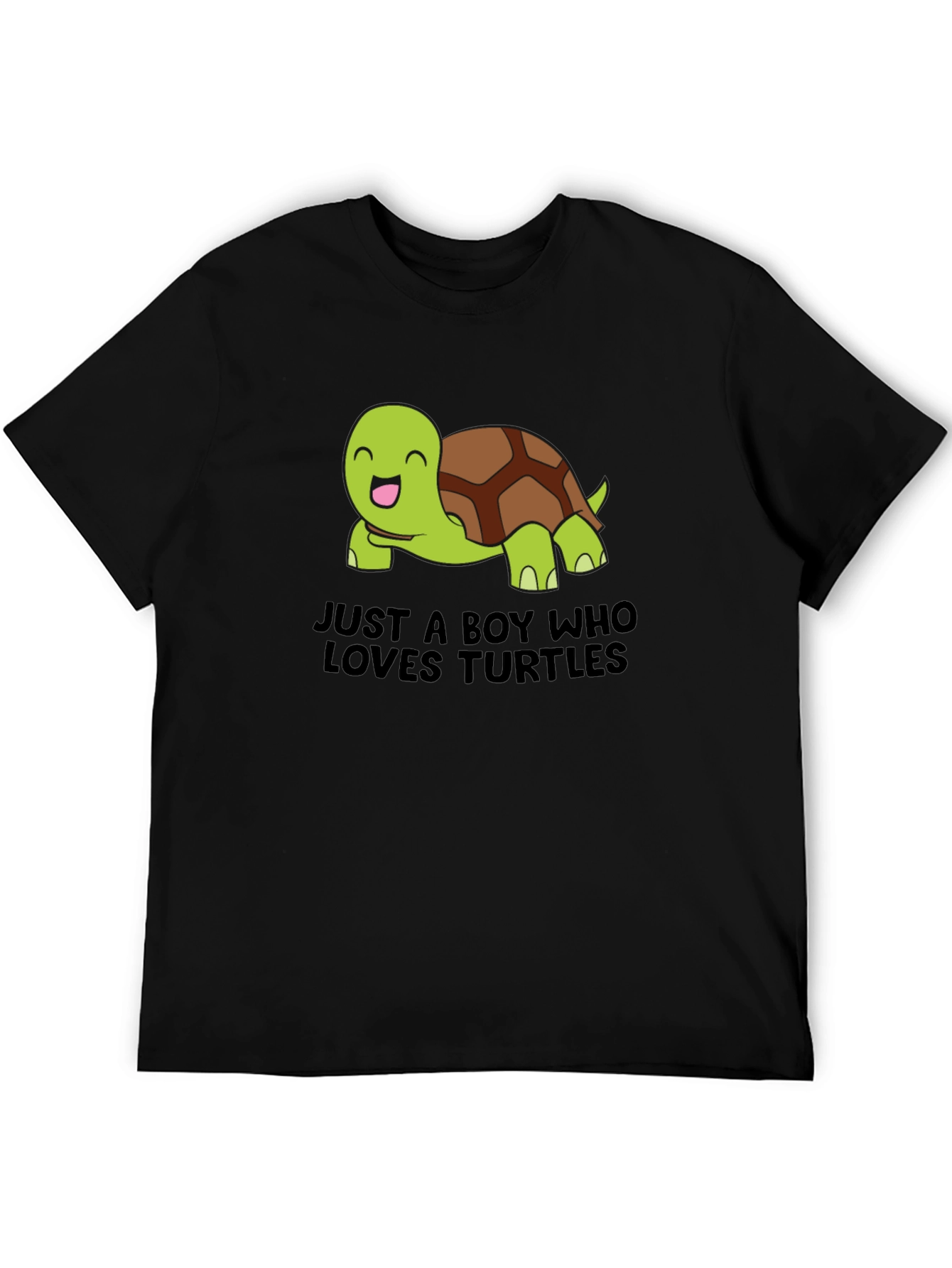 Boys Loves Turtles Graphic Tee - Black