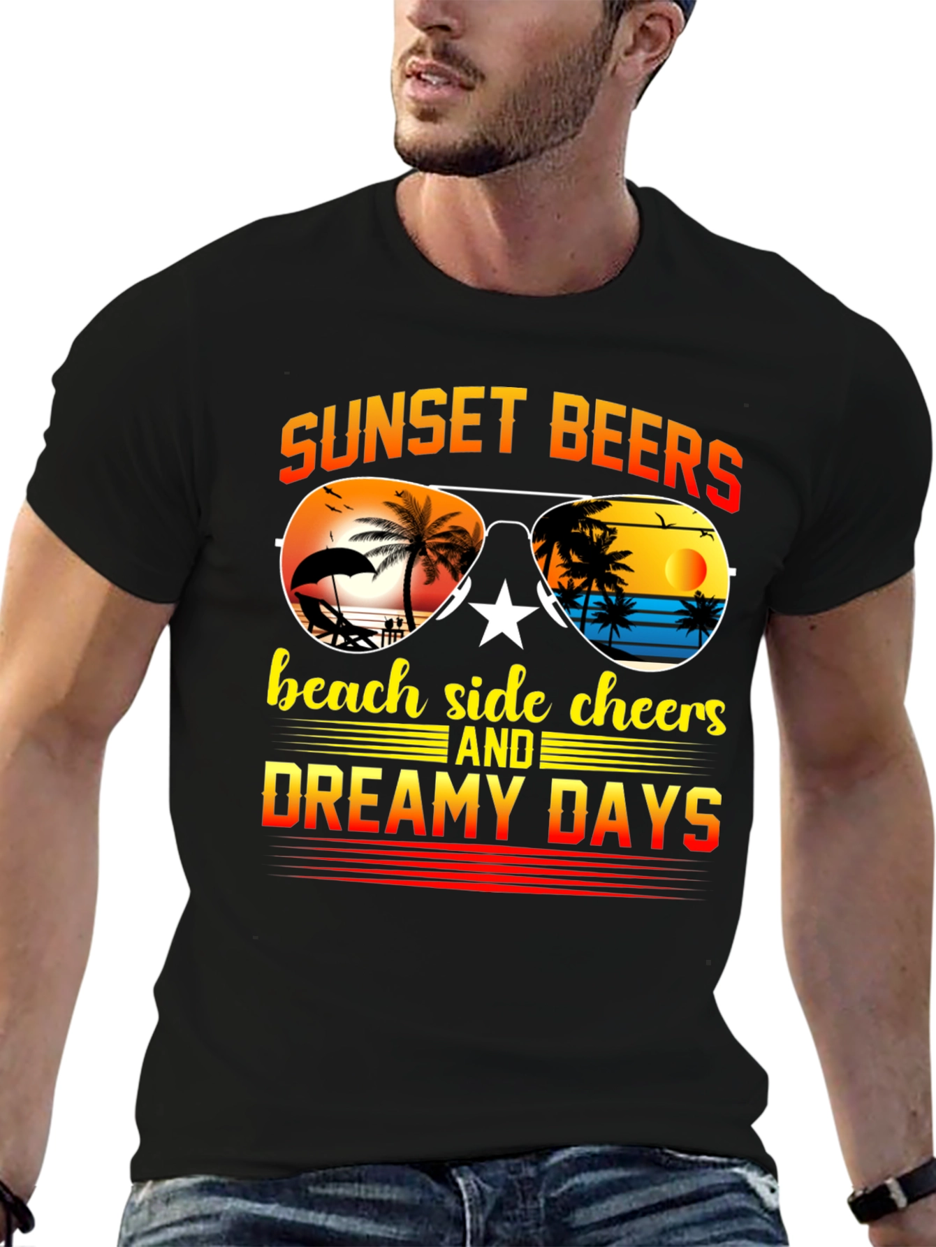 Sunset Beers Beach T-Shirt - Dreamy Days Tee