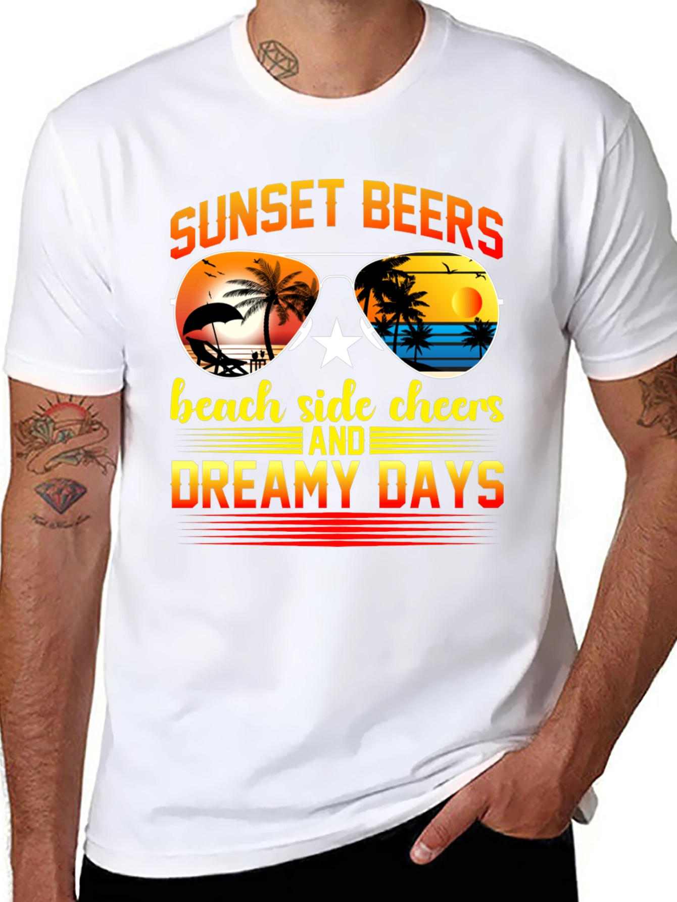 Sunset Beers Beach T-Shirt - Dreamy Days Tee