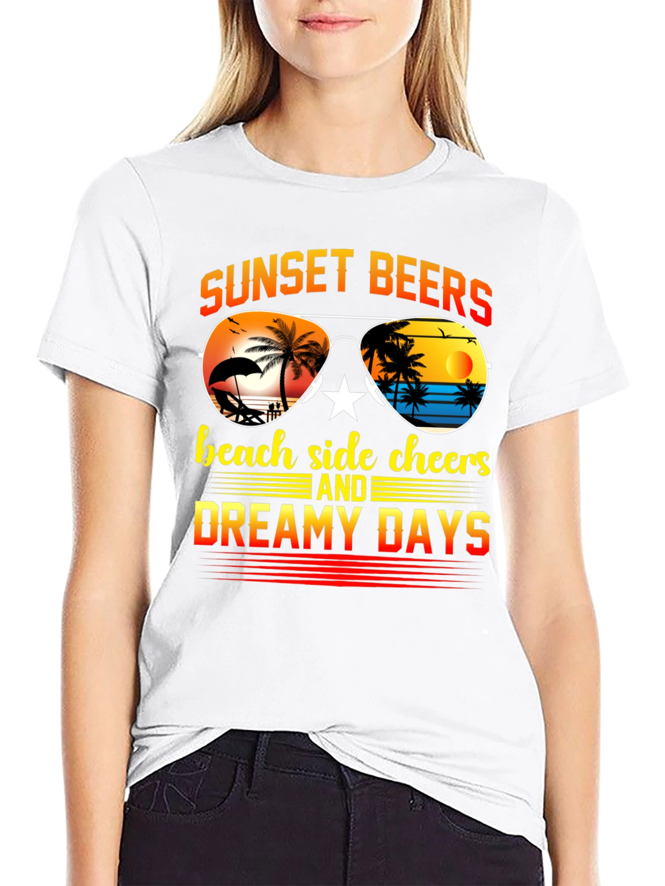 Sunset Beers Beach T-Shirt - Dreamy Days Tee