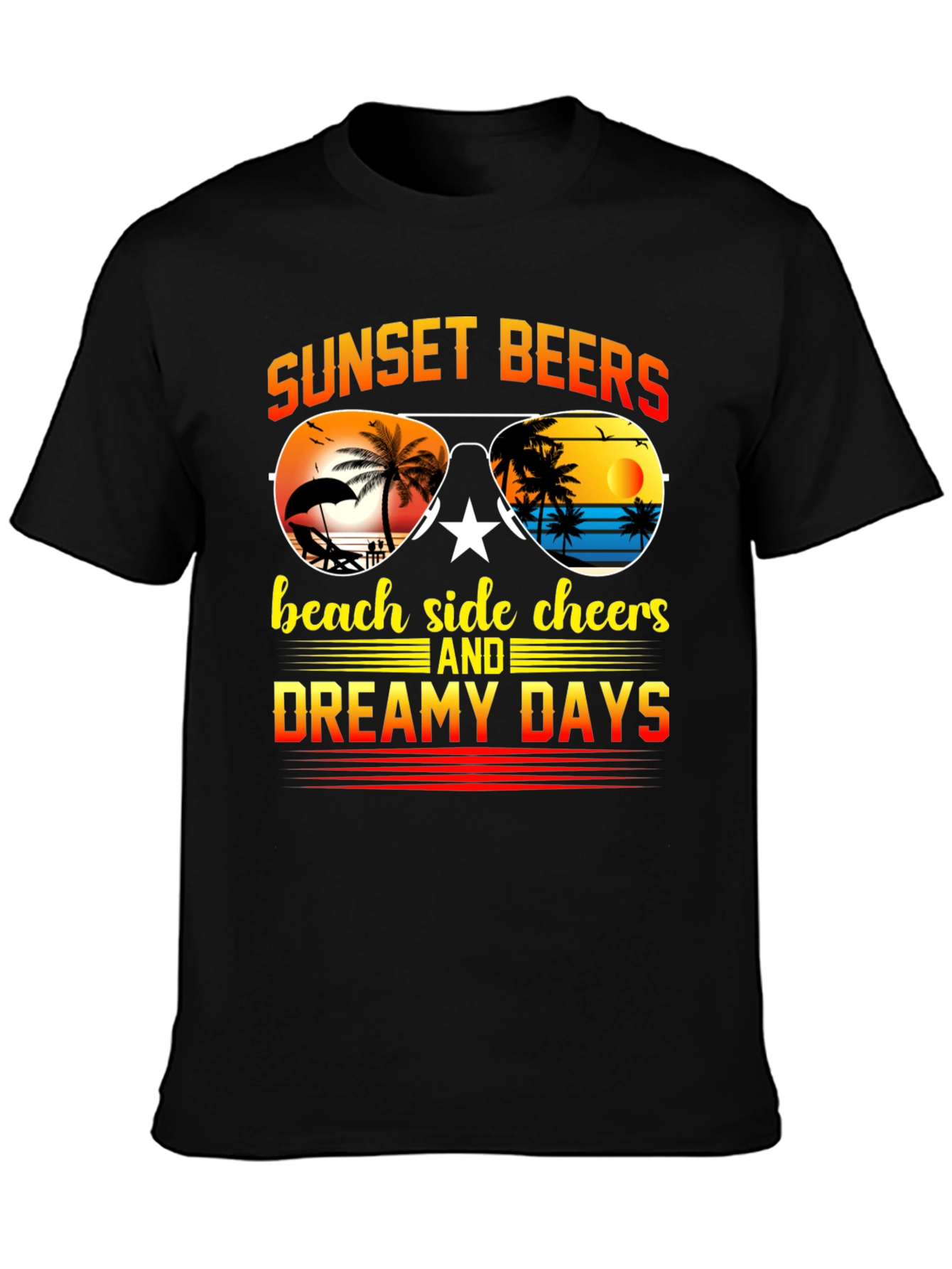 Sunset Beers Beach T-Shirt - Dreamy Days Tee