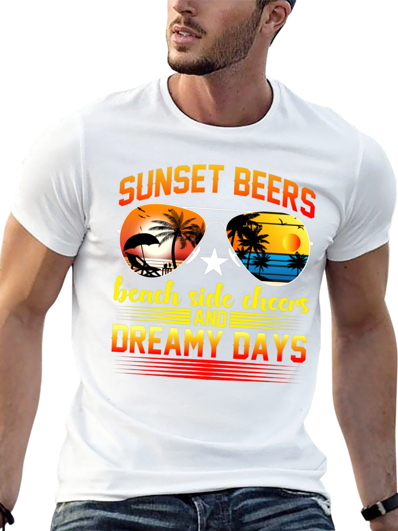 Sunset Beers Beach T-Shirt - Dreamy Days Tee
