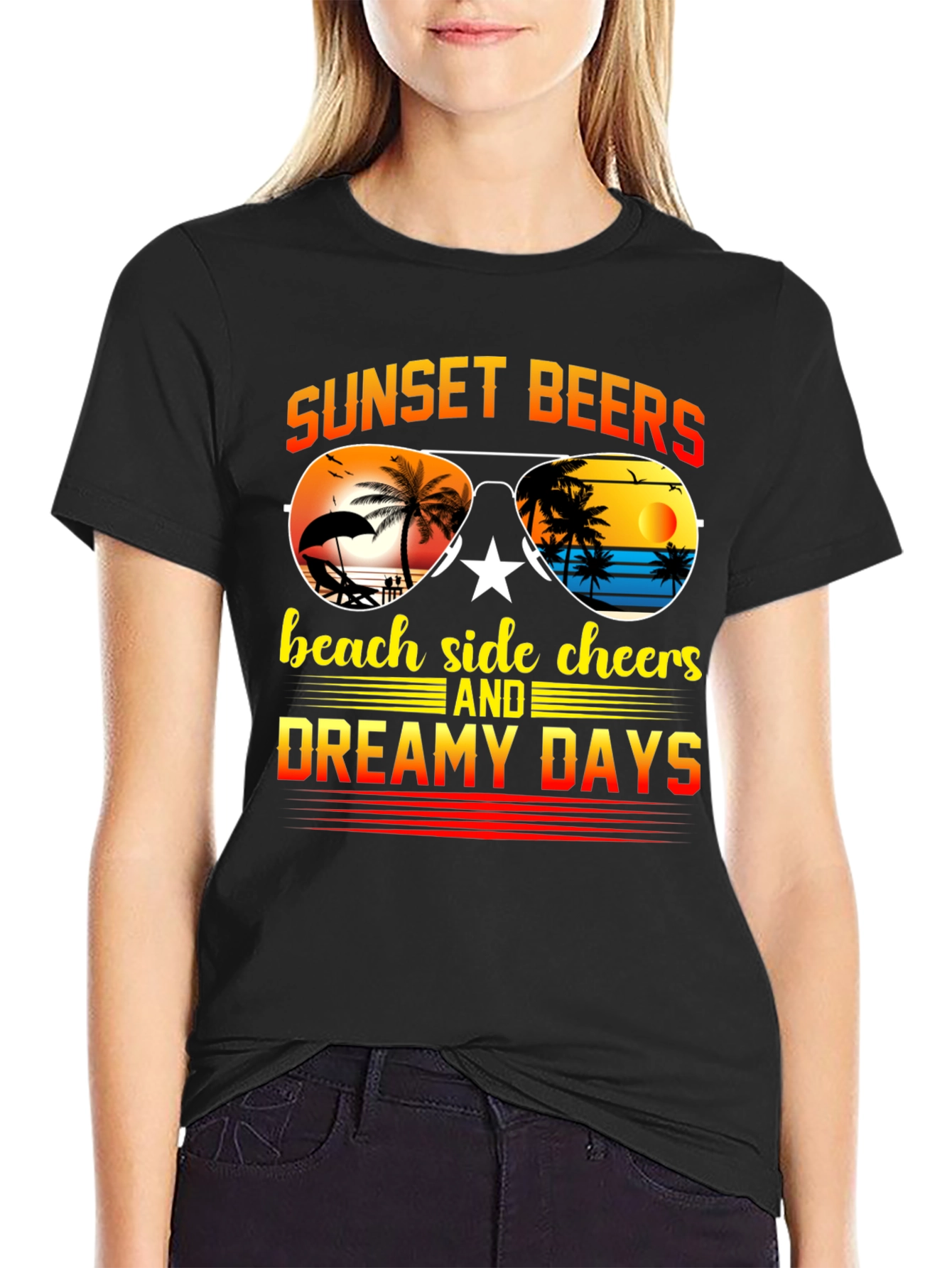 Sunset Beers Beach T-Shirt - Dreamy Days Tee