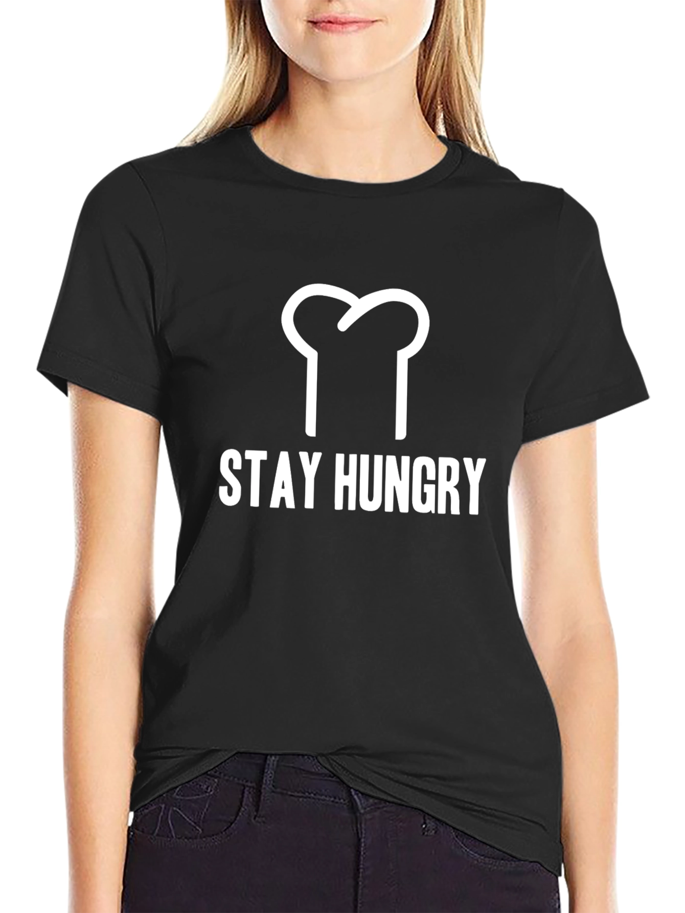 Stay Hungry Graphic T-Shirt - Black Crew Neck Tee