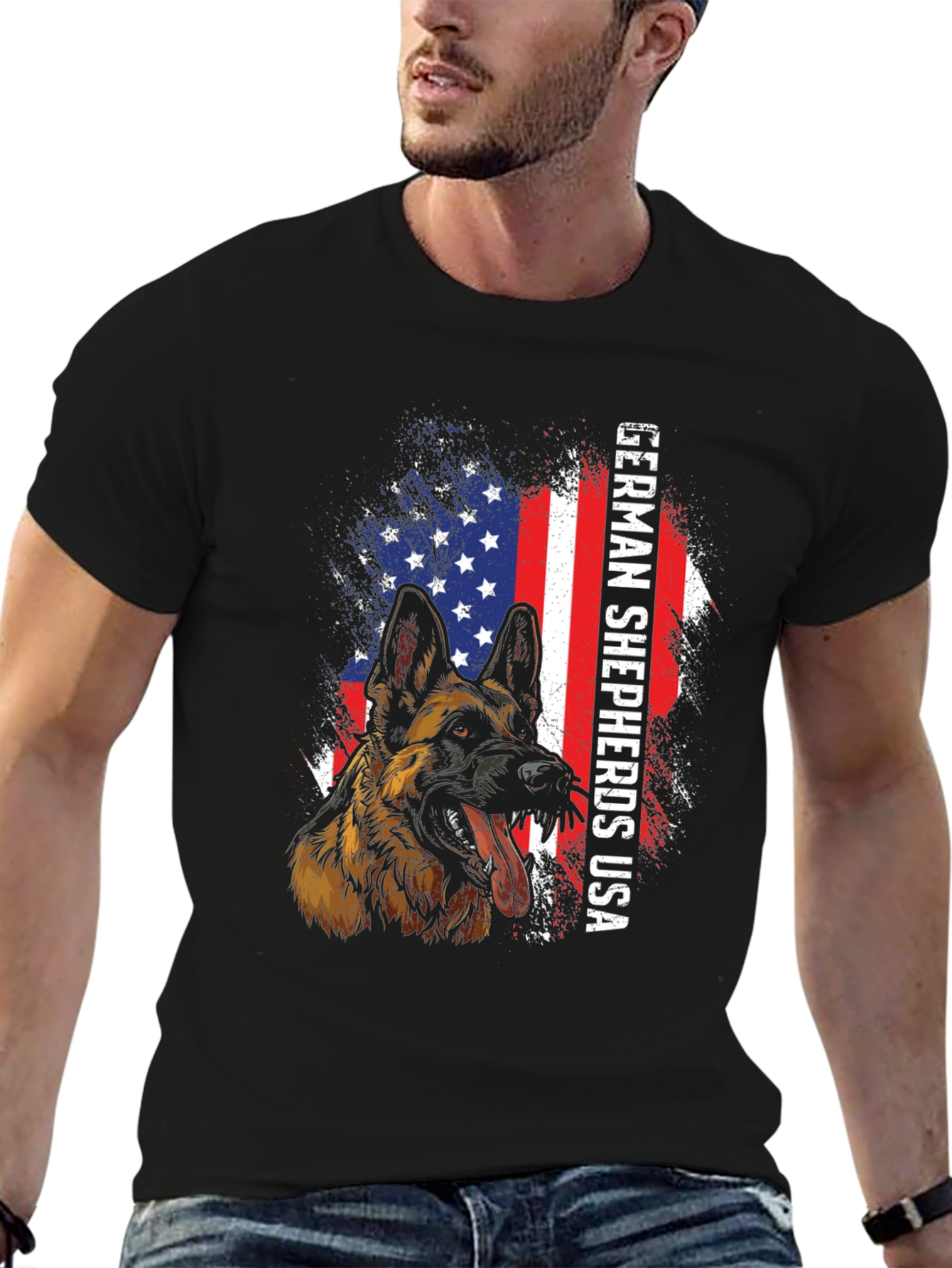 German Shepherd USA Flag T-Shirt