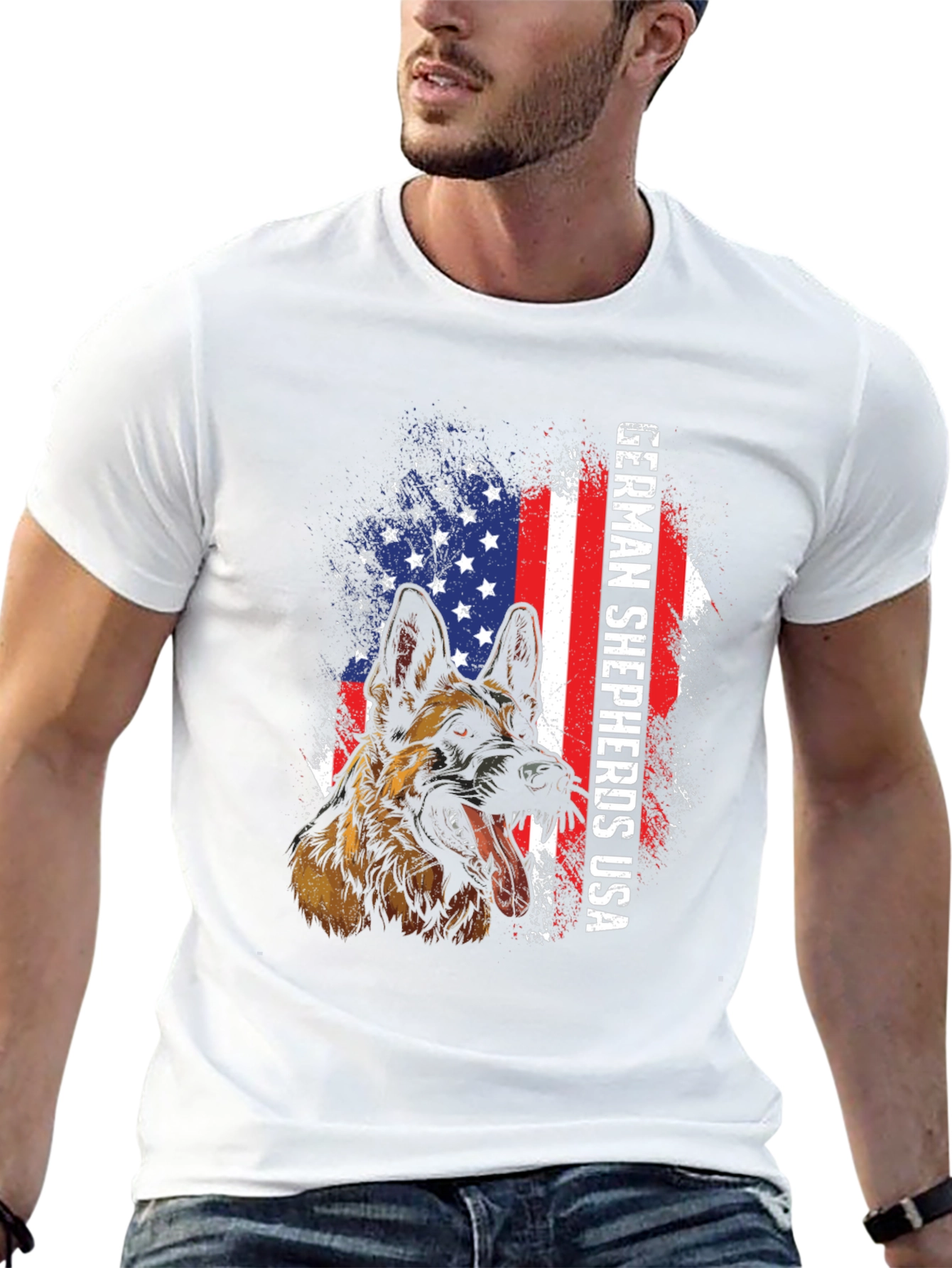 German Shepherd USA Flag T-Shirt
