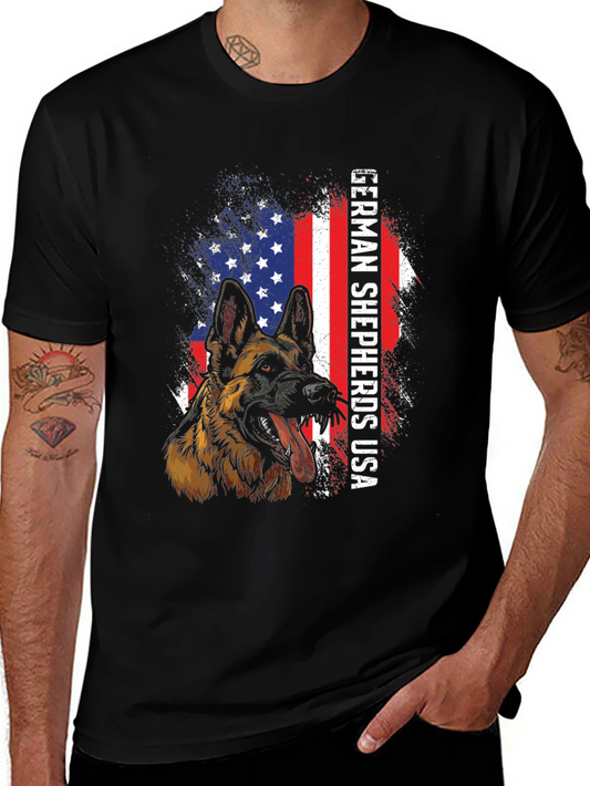 German Shepherd USA Flag T-Shirt
