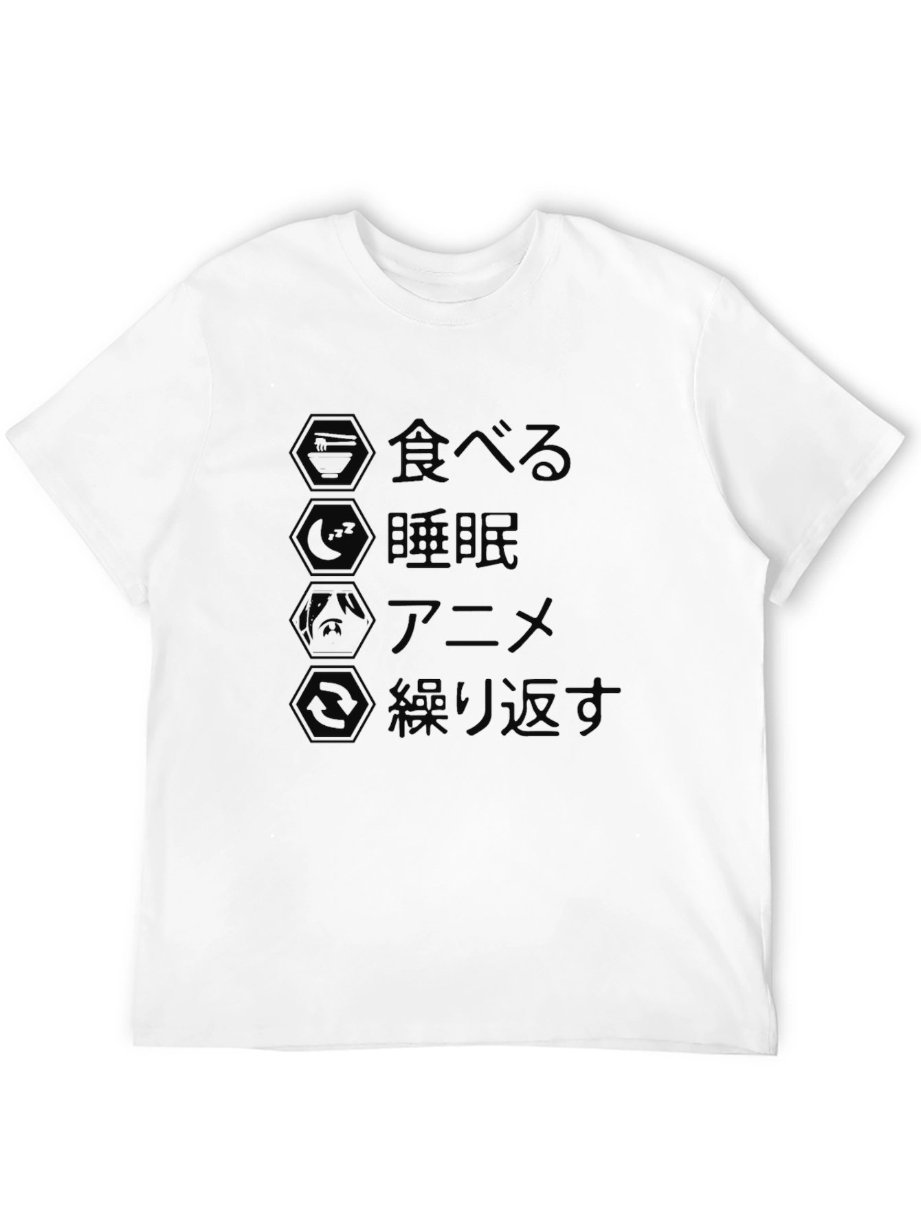 Eat Sleep Anime Repeat Black Graphic Tee