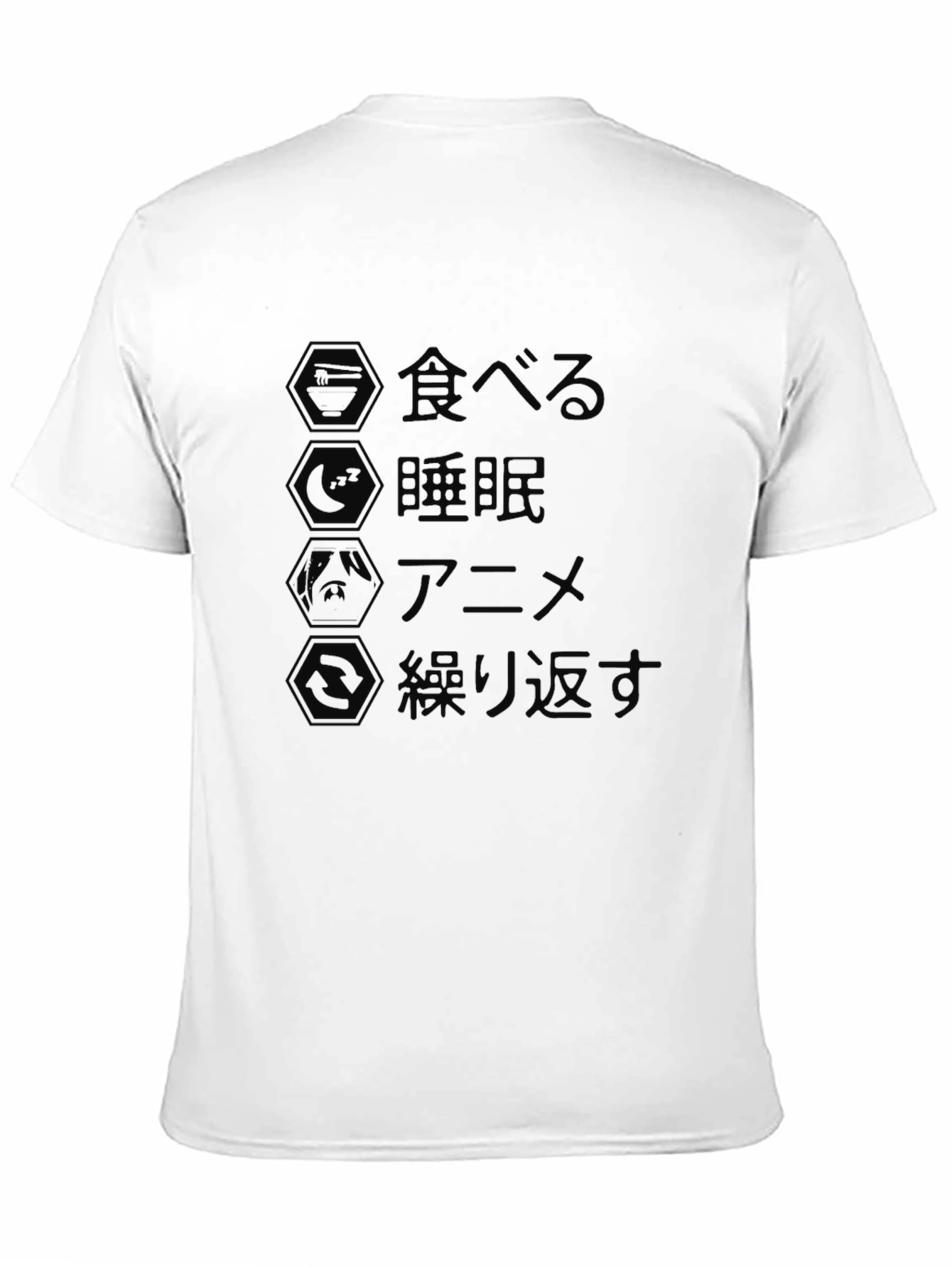 Eat Sleep Anime Repeat Black Graphic Tee