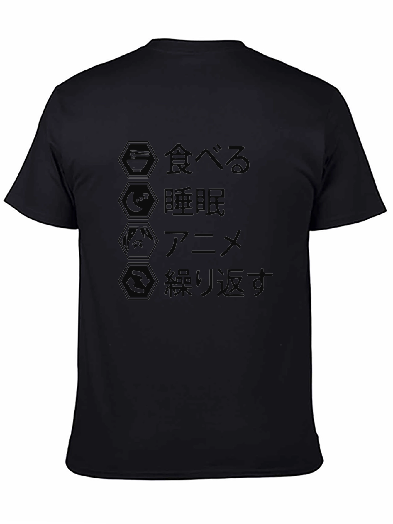 Eat Sleep Anime Repeat Black Graphic Tee