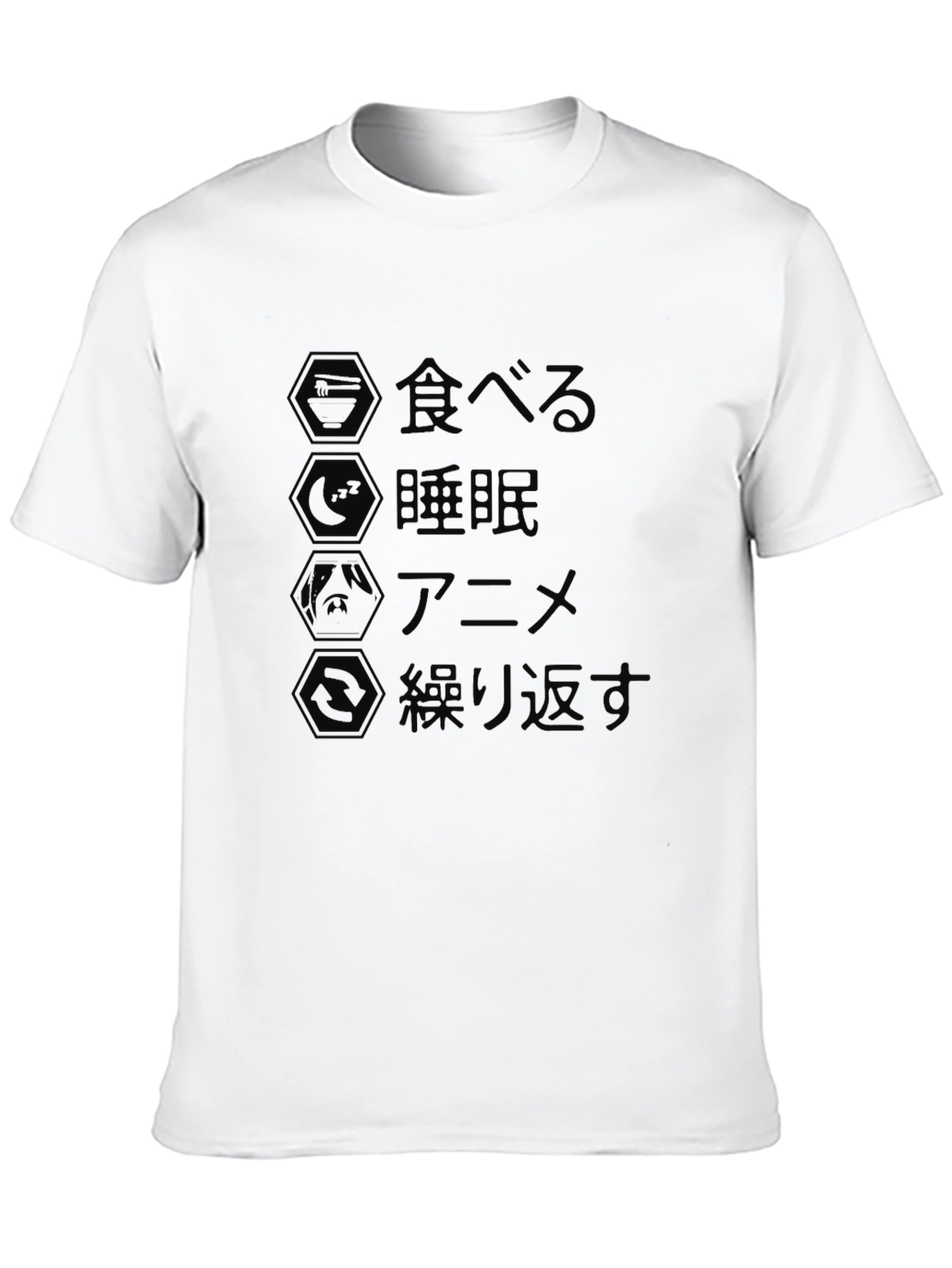 Eat Sleep Anime Repeat Black Graphic Tee