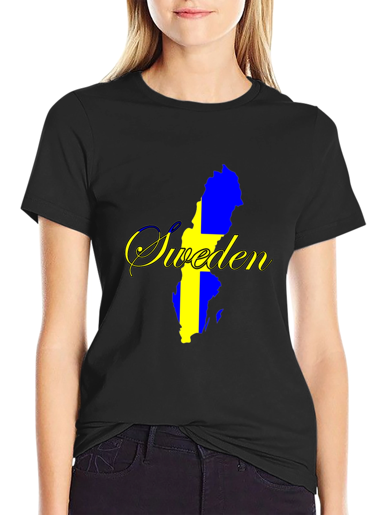 Sweden Map T-Shirt - National Pride Black Tee
