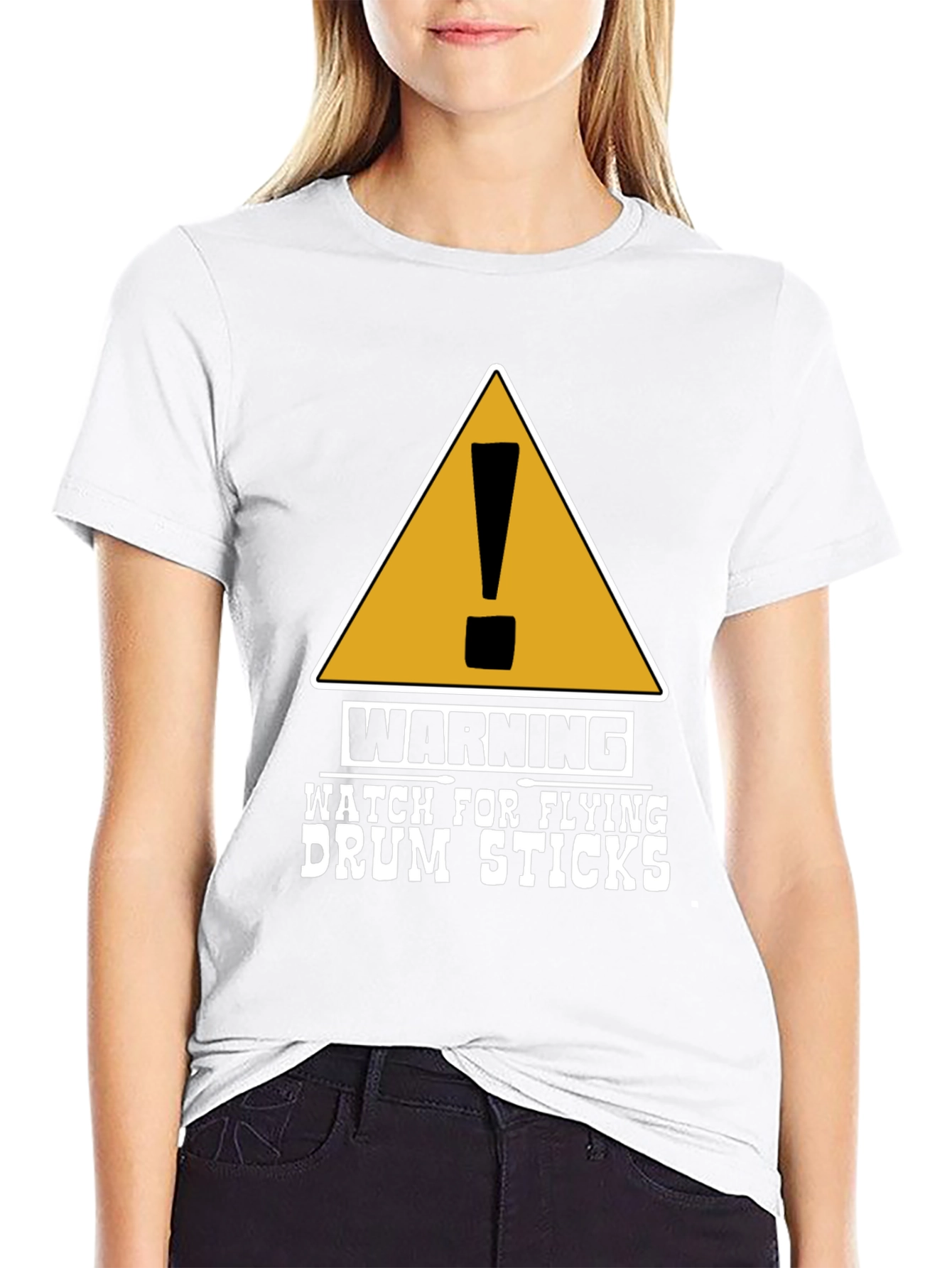 Warning Flying Drum Sticks Graphic Tee