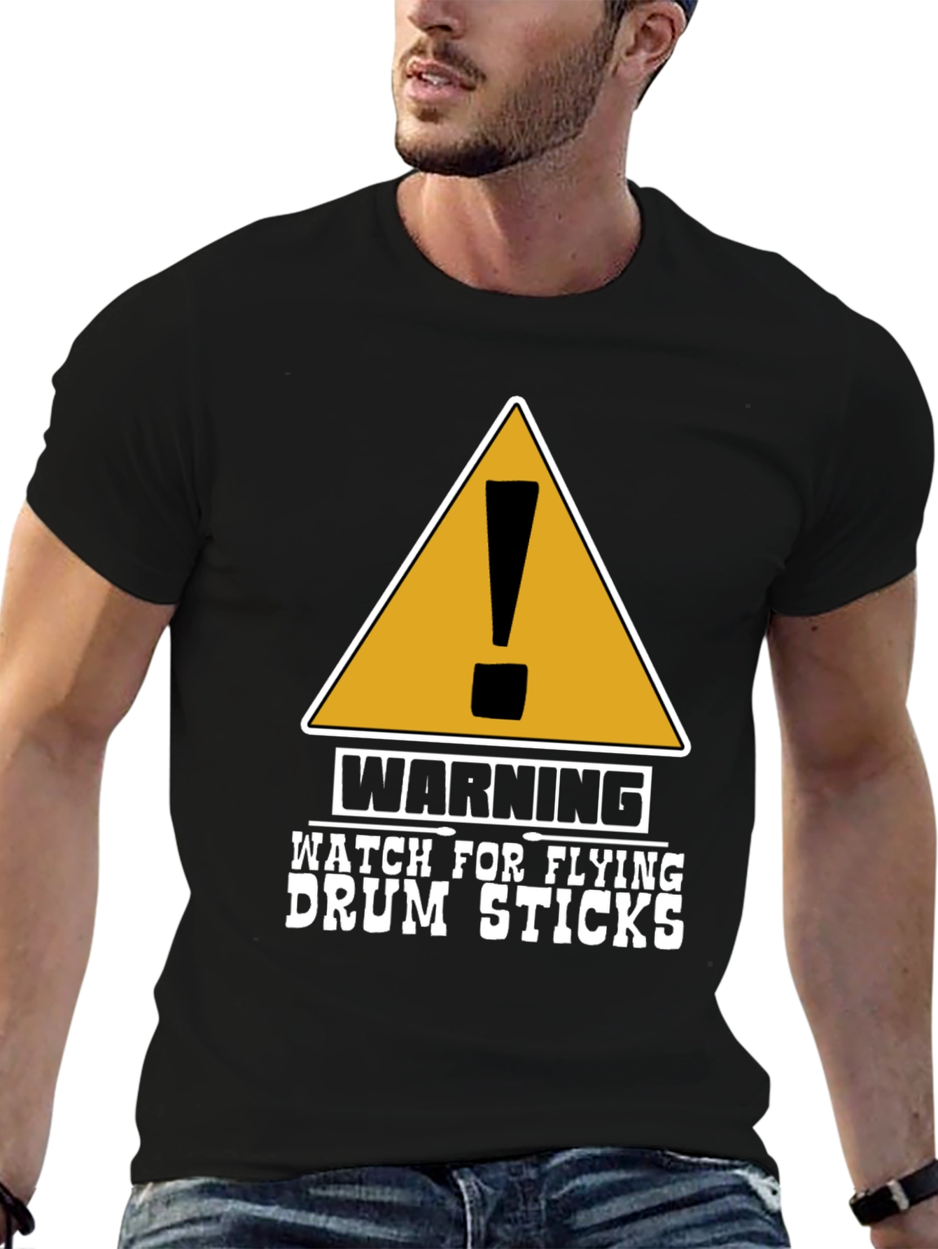 Warning Flying Drum Sticks Graphic Tee