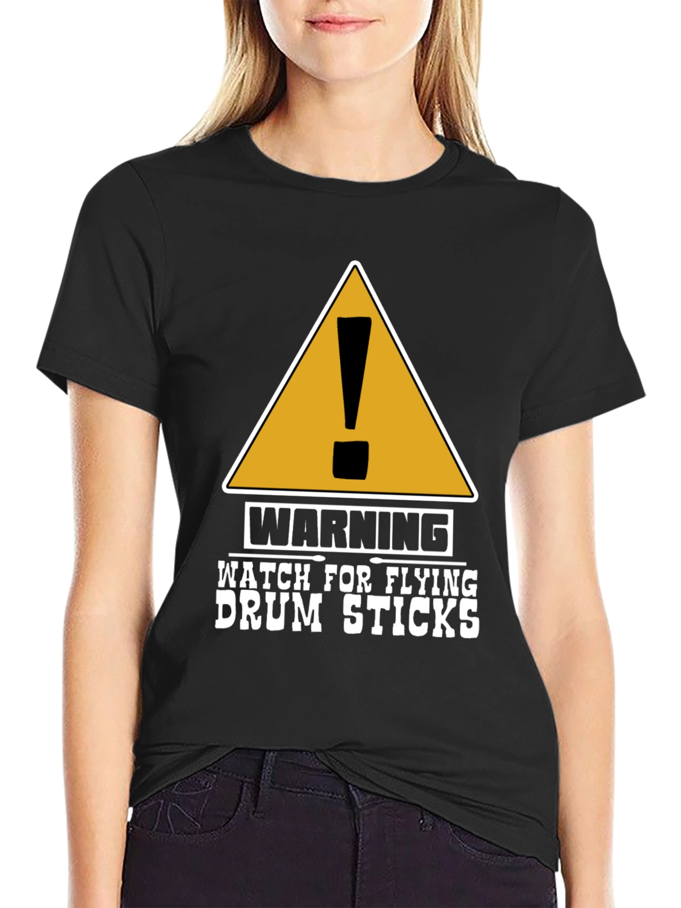 Warning Flying Drum Sticks Graphic Tee