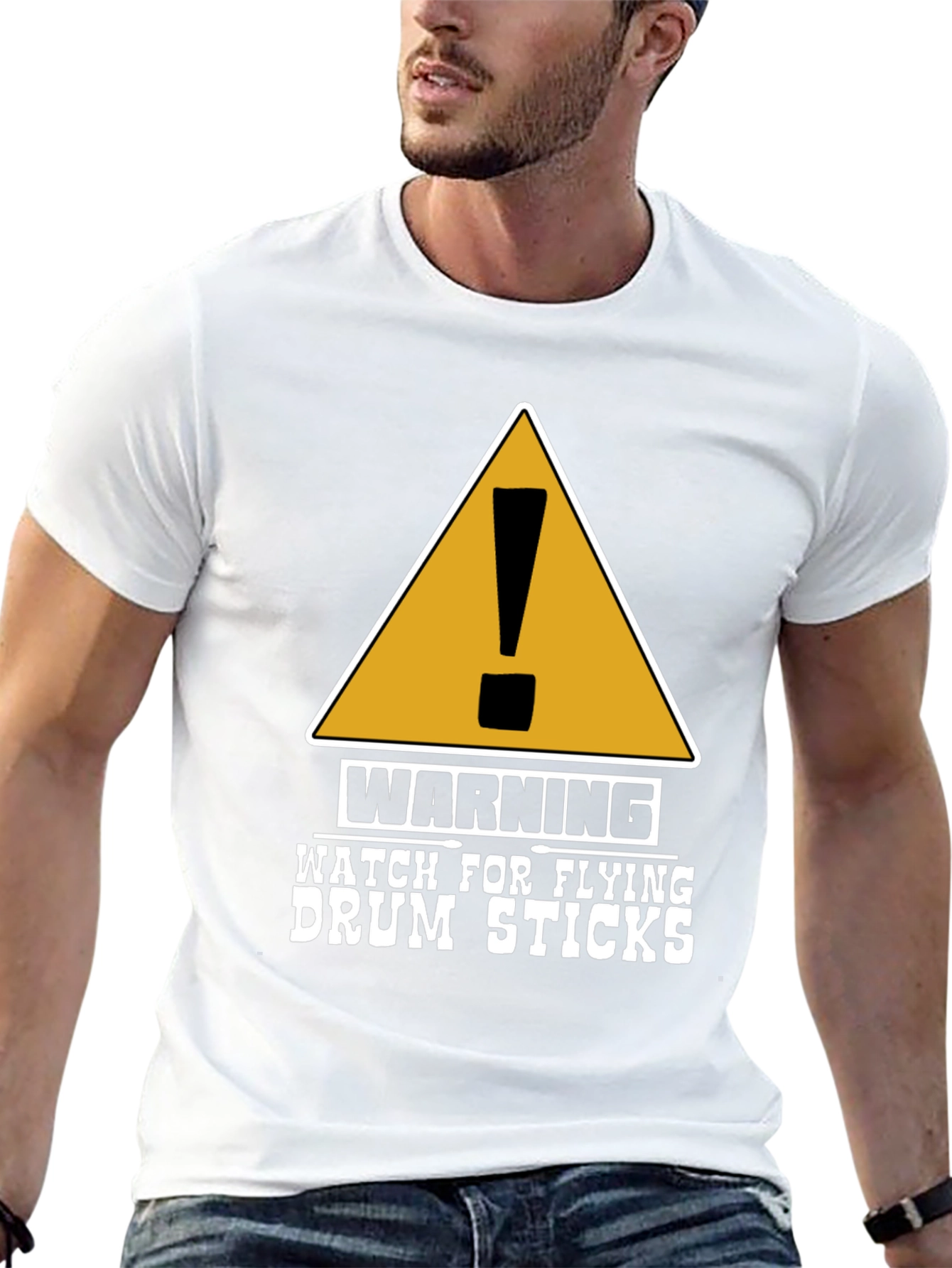 Warning Flying Drum Sticks Graphic Tee