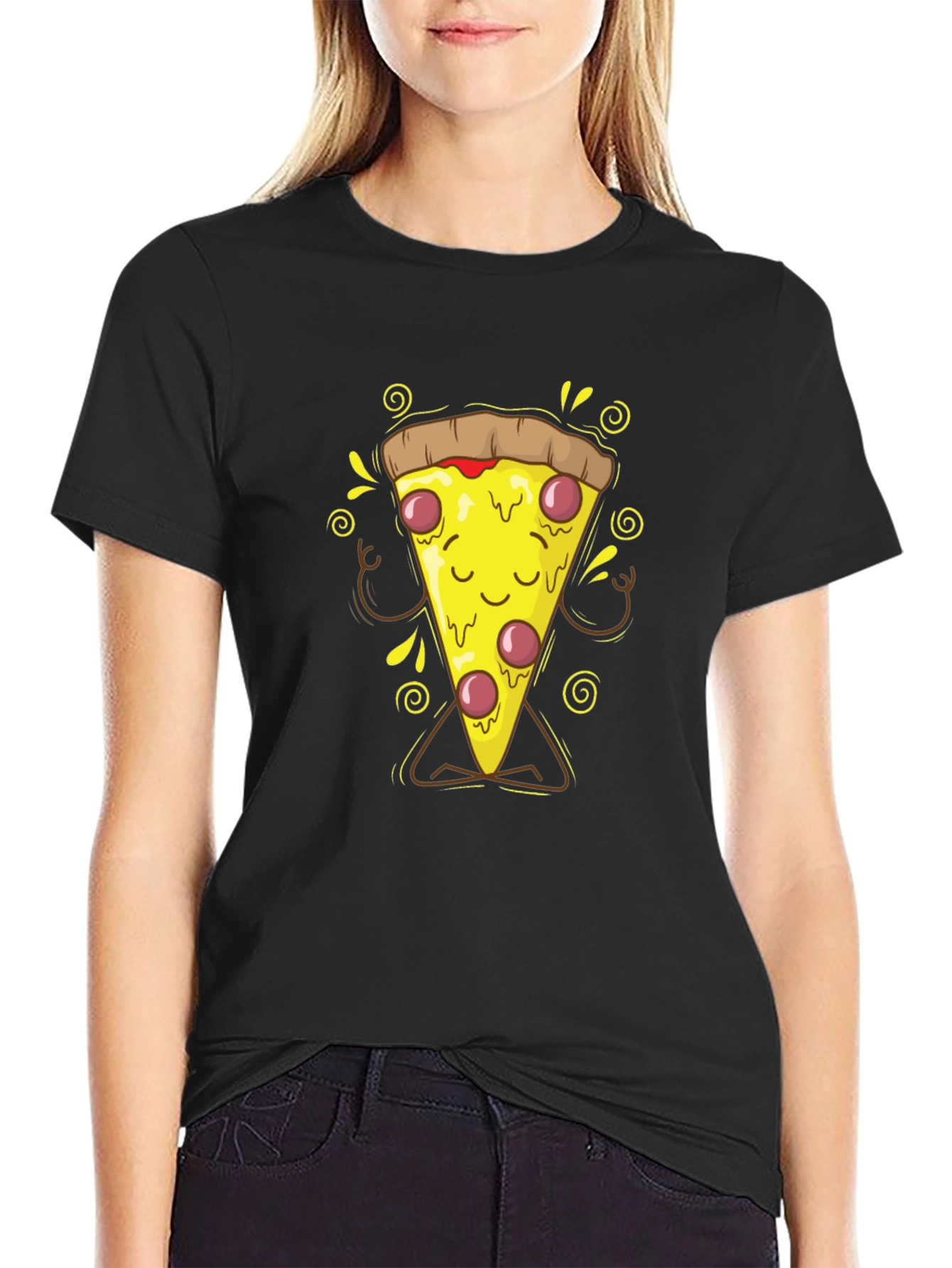 Meditating Pizza Slice Graphic T-Shirt