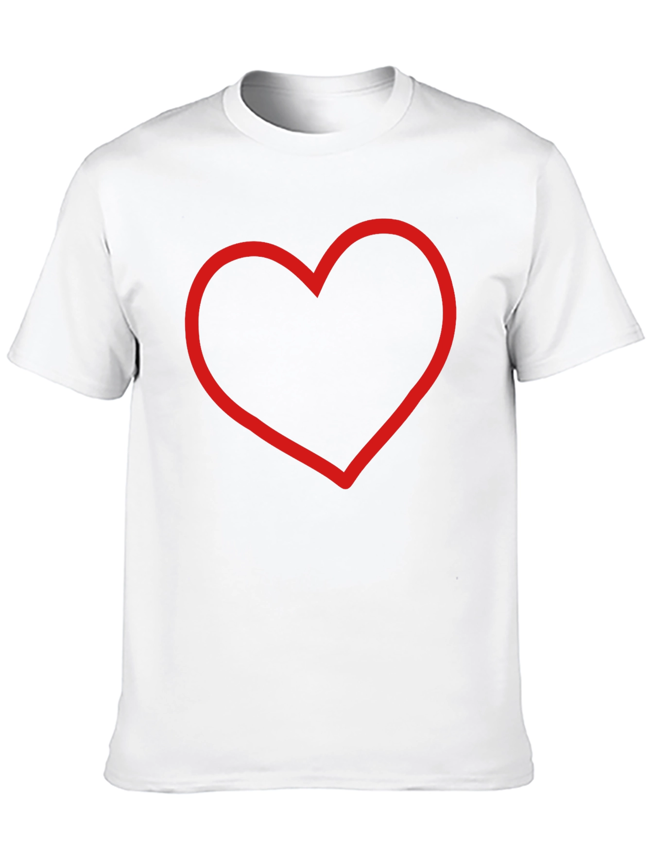 Red Heart Outline Black T-Shirt - Stylish & Simple