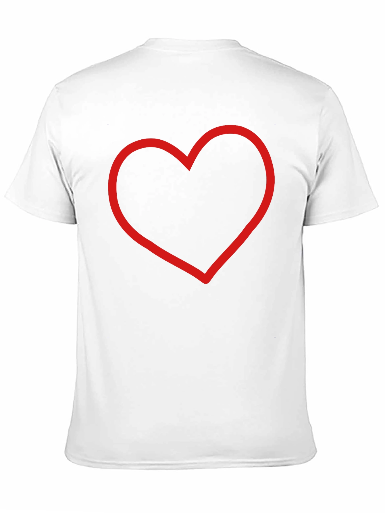 Red Heart Outline Black T-Shirt - Stylish & Simple