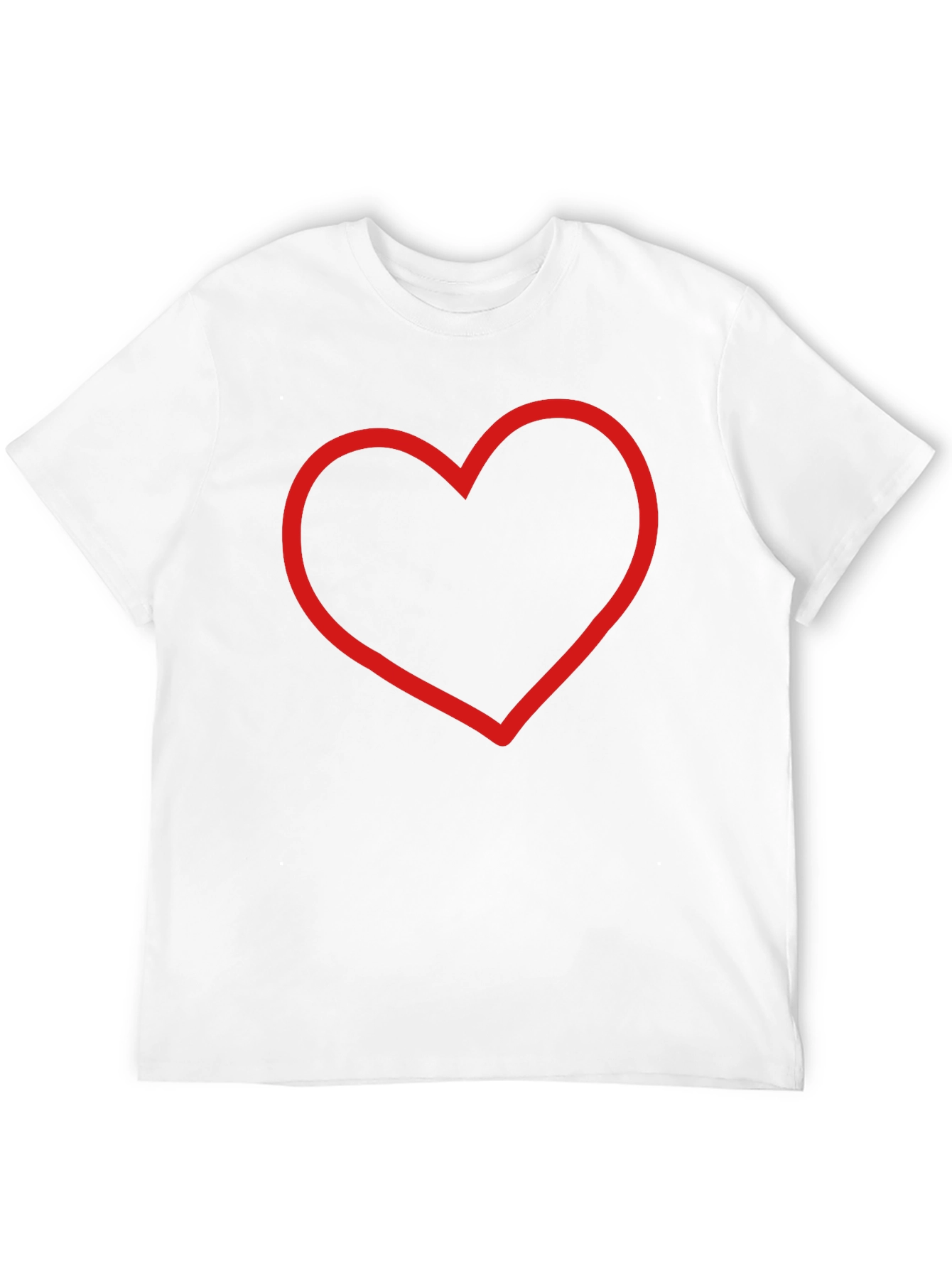 Red Heart Outline Black T-Shirt - Stylish & Simple