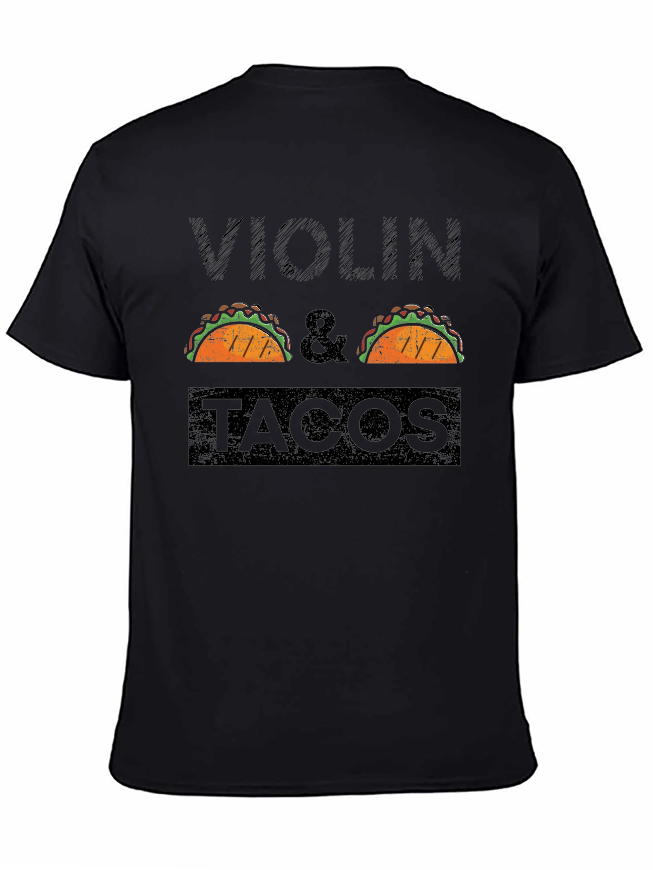 Violin & Tacos Black Graphic T-Shirt