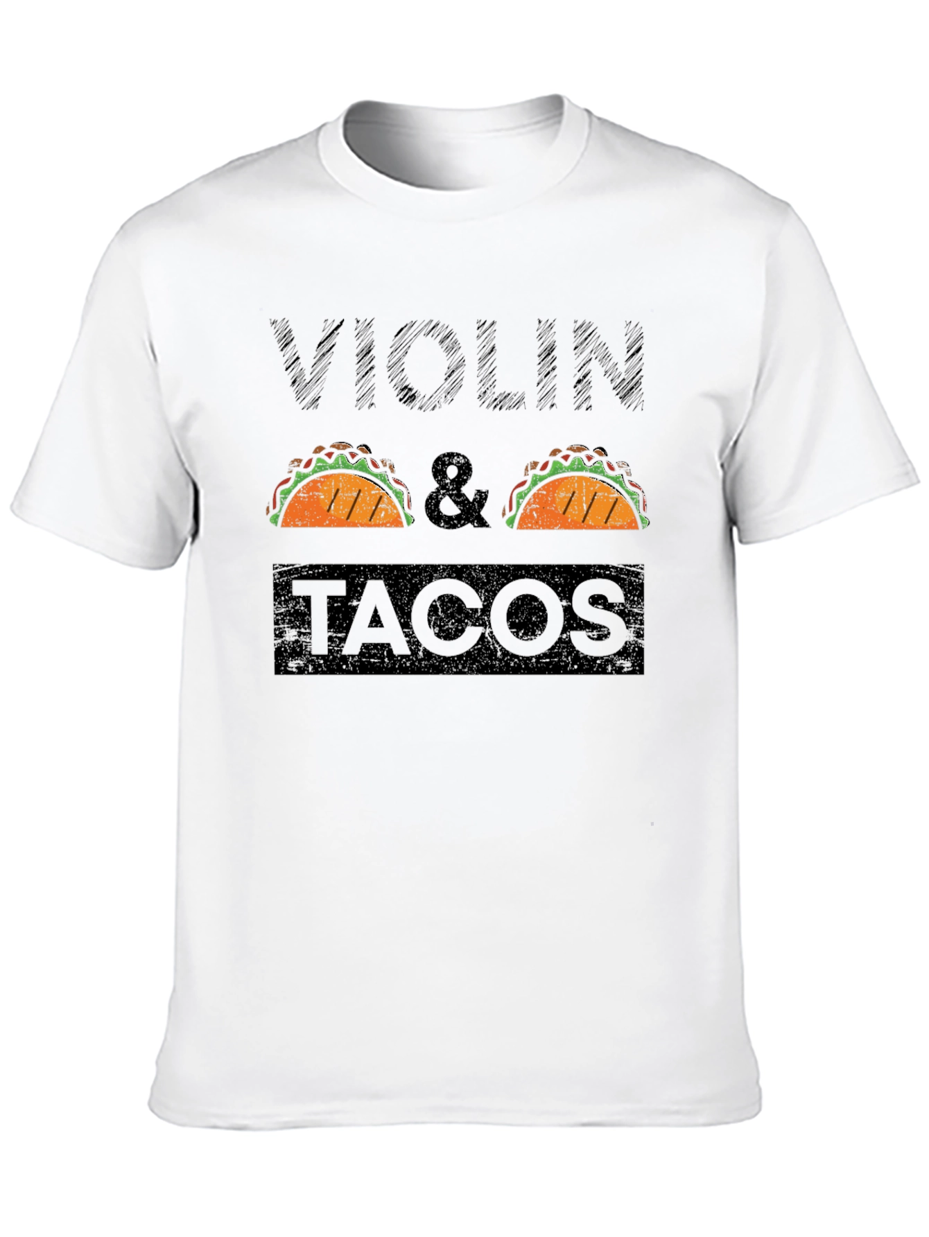 Violin & Tacos Black Graphic T-Shirt