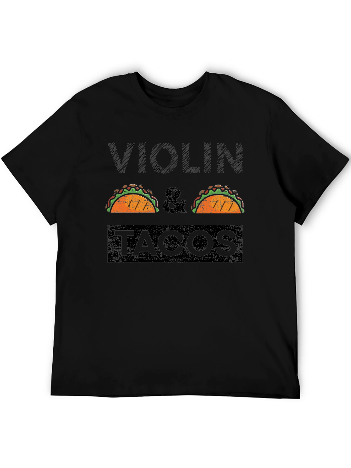 Violin & Tacos Black Graphic T-Shirt