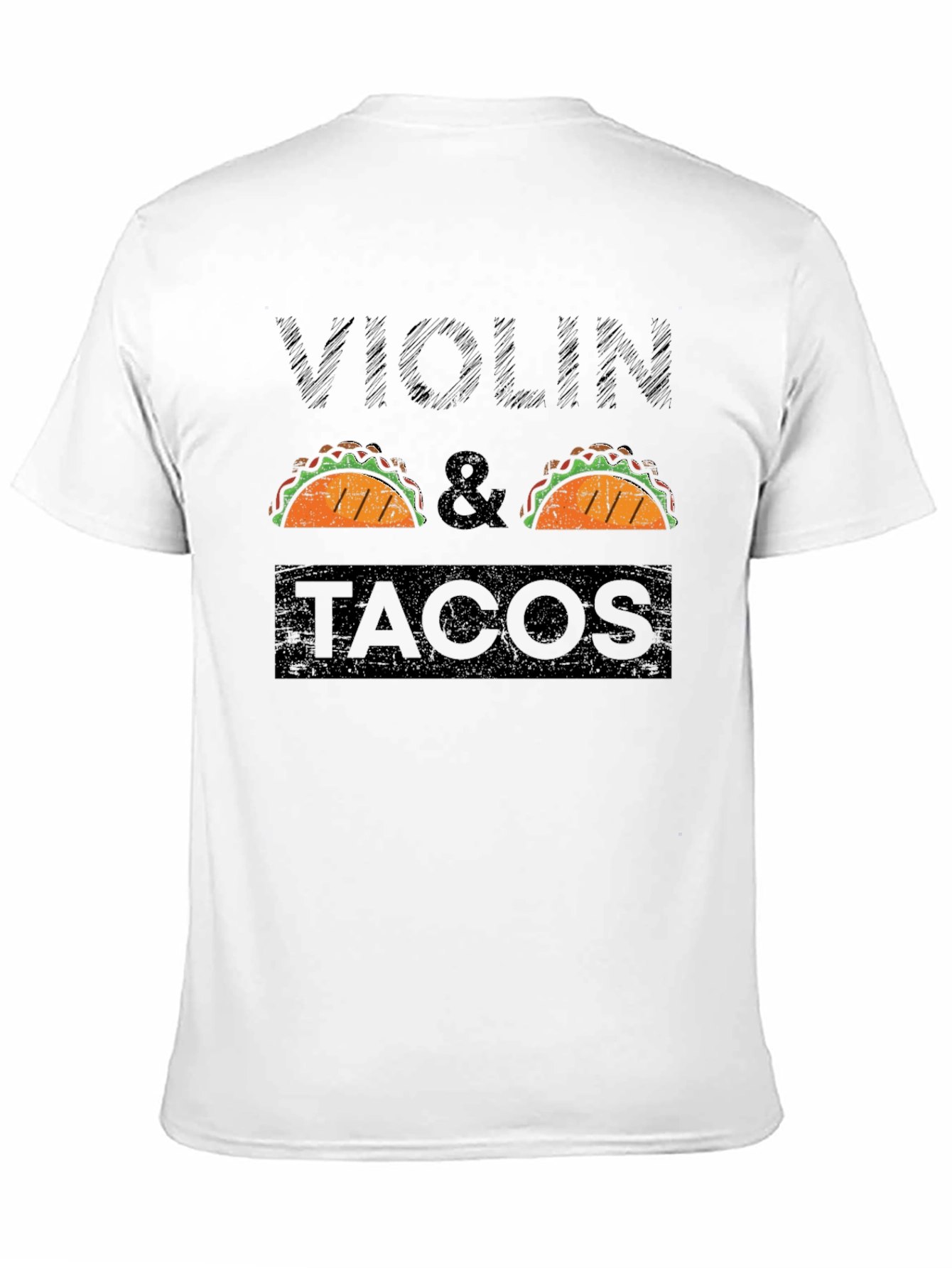 Violin & Tacos Black Graphic T-Shirt