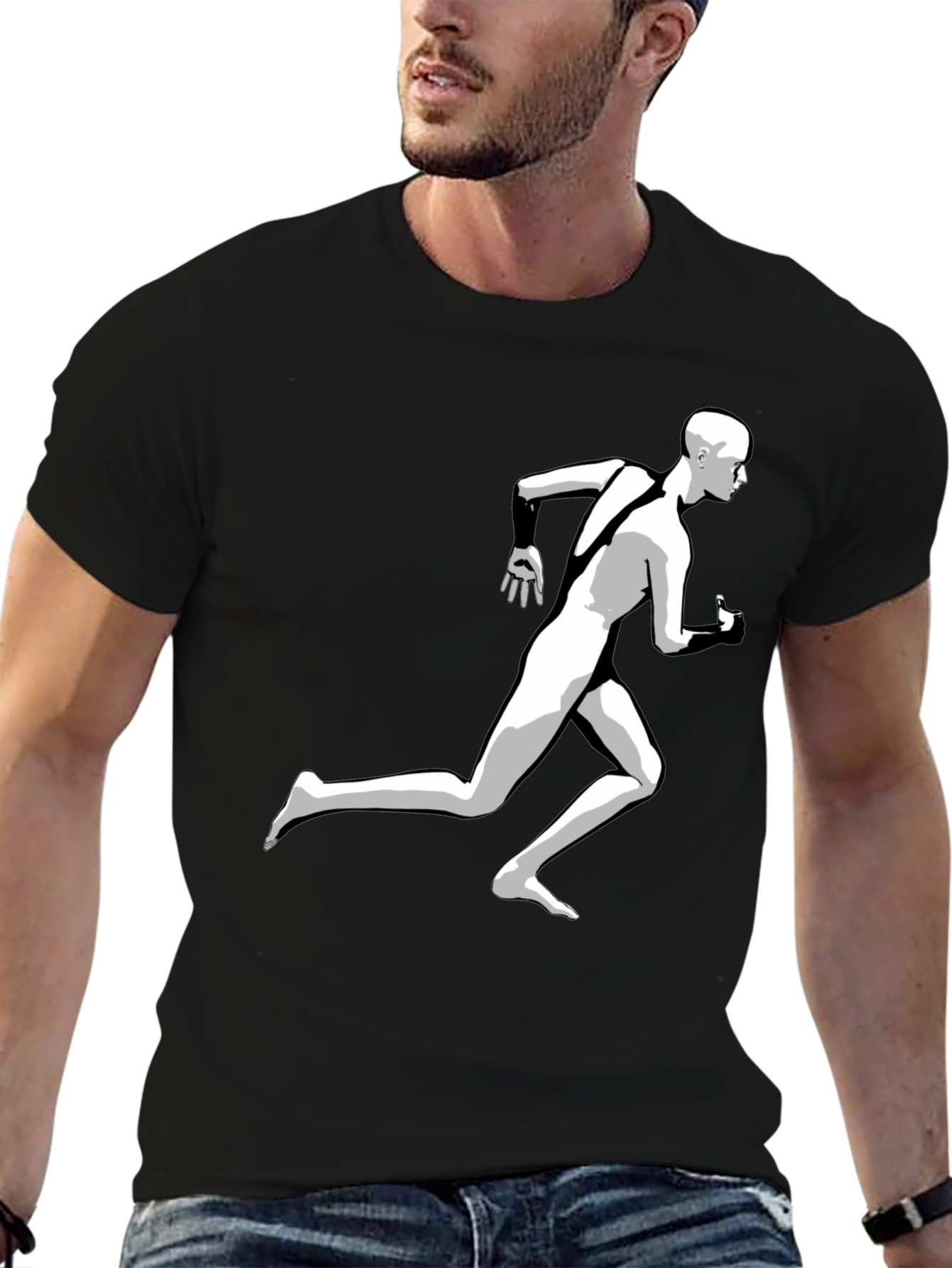 Running Man Graphic Tee - Cool Black T-Shirt