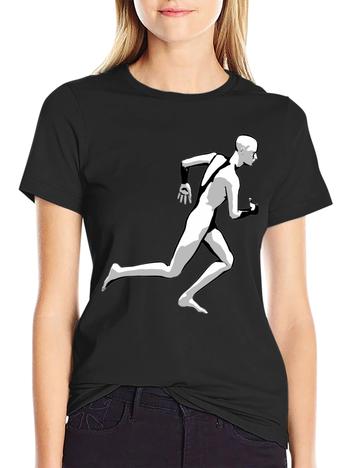 Running Man Graphic Tee - Cool Black T-Shirt