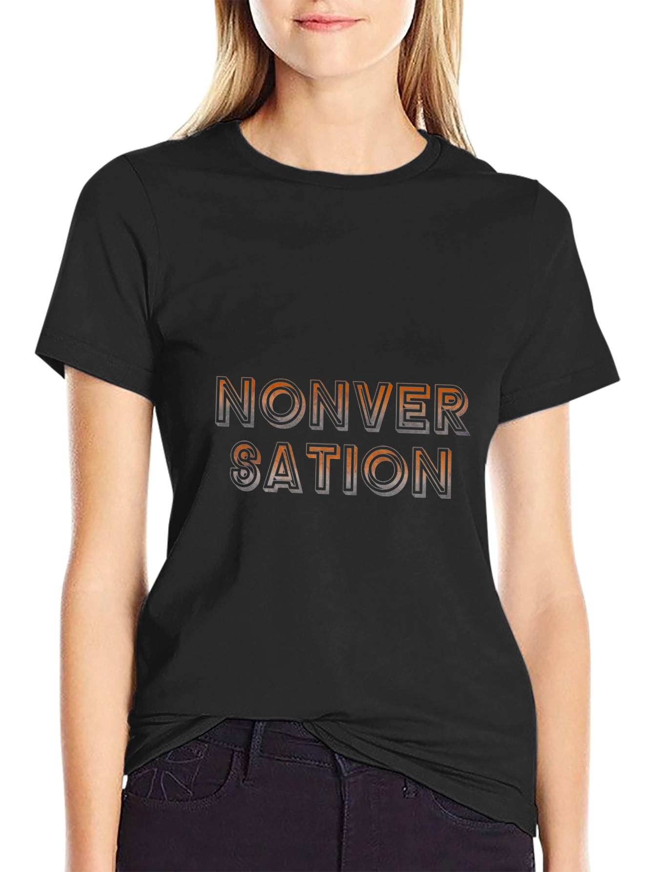 Nonversation Graphic Tee - Black Cotton Casual Shirt