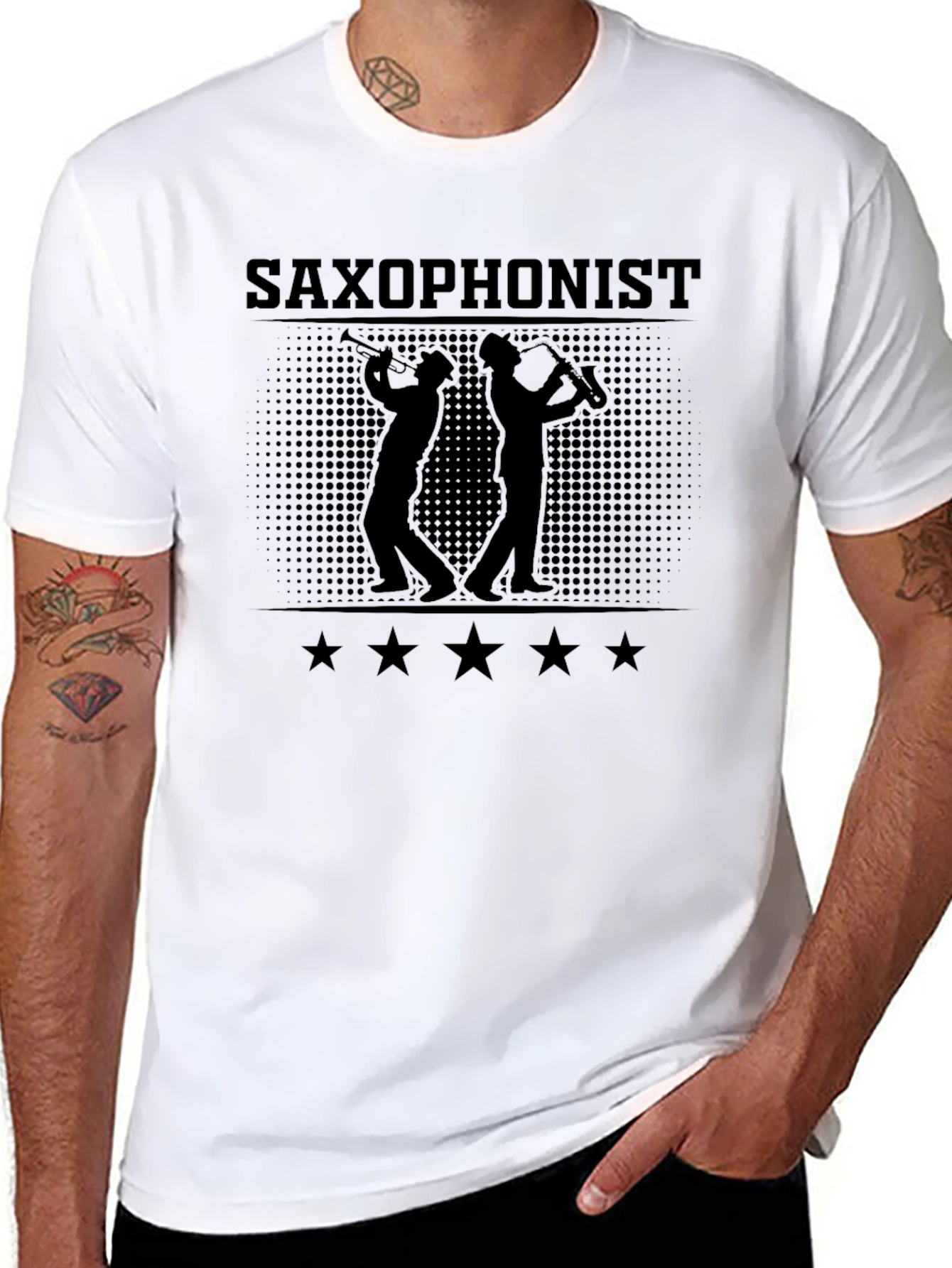 Saxophonist Graphic Print T-Shirt - Music Lover Tee